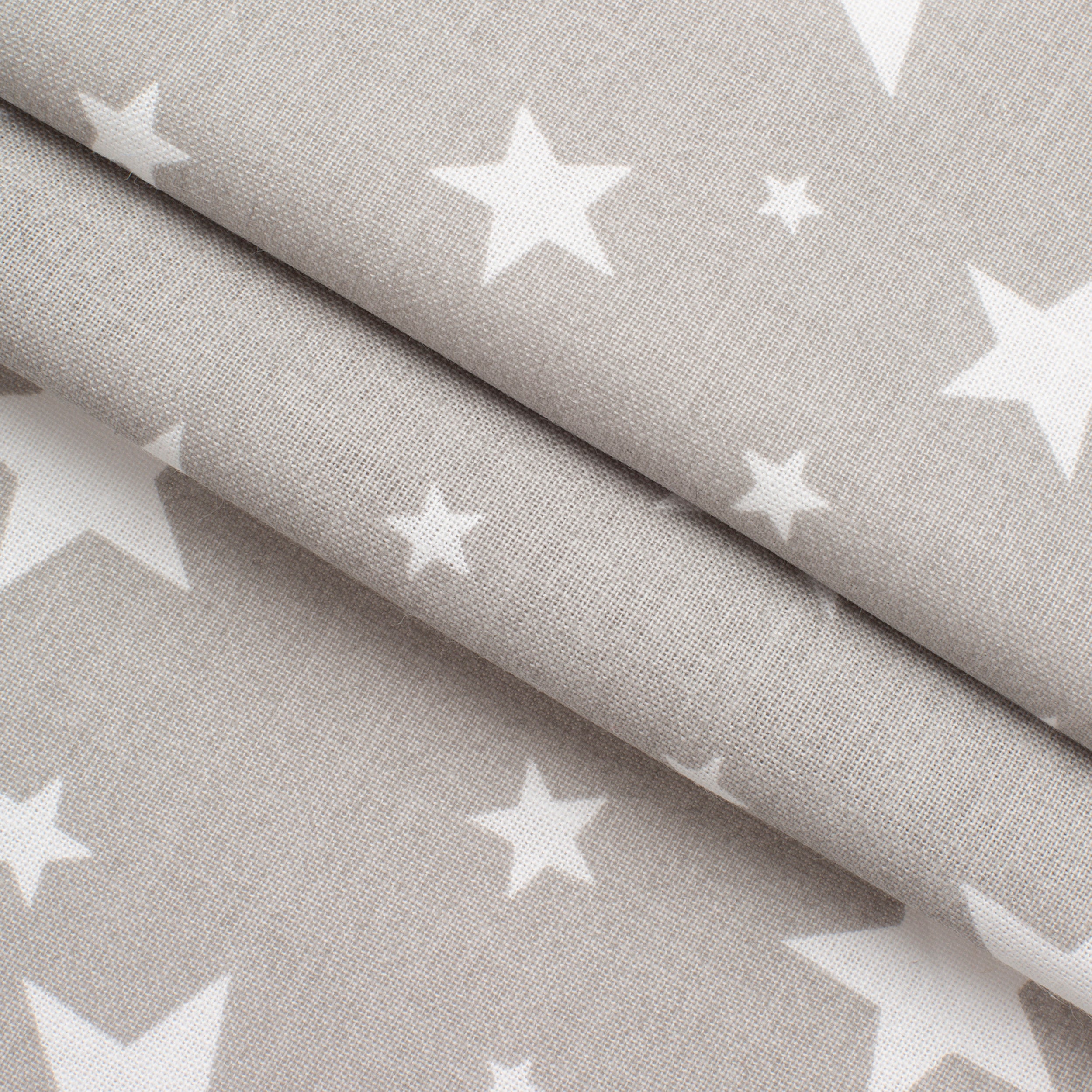 PRINTED COTTON POPLIN FABRIC - BEIGE STARS PRINT - 160 GSM