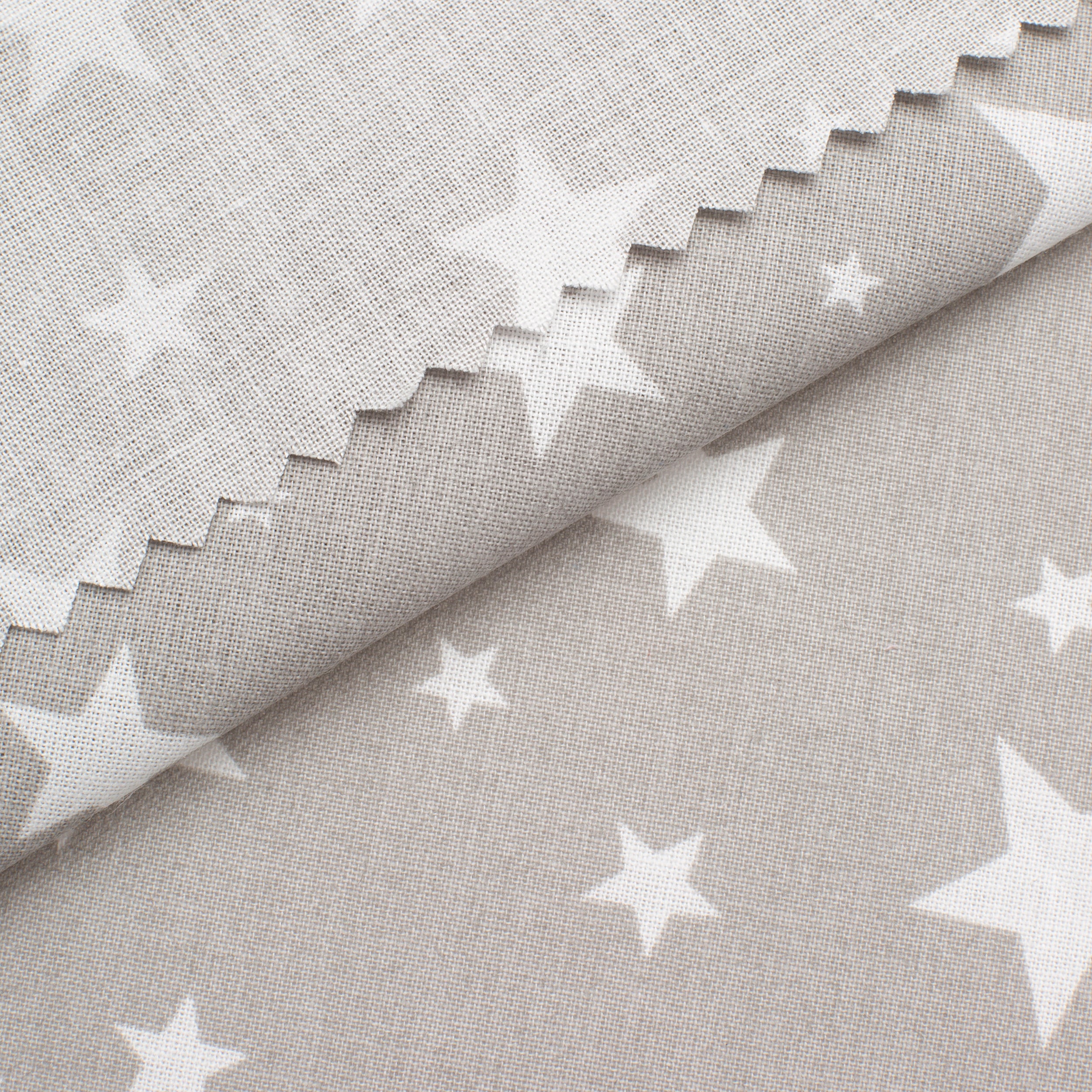 PRINTED COTTON POPLIN FABRIC - BEIGE STARS PRINT - 160 GSM