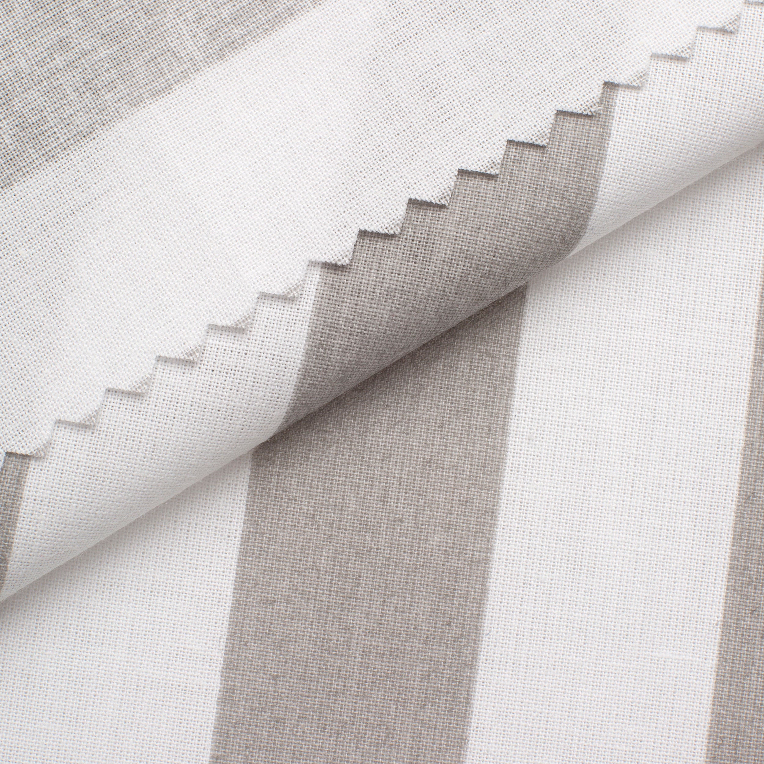 PRINTED COTTON POPLIN FABRIC - BEIGE AND WHITE STRIPES - 160 GSM