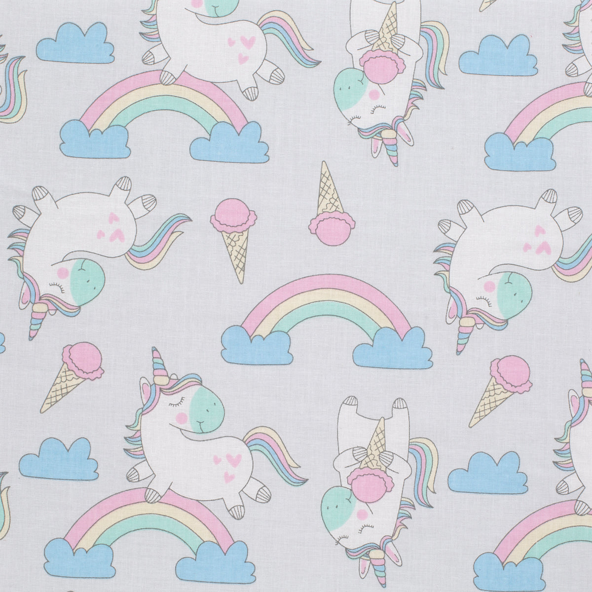 4.2 OZ COTTON POPLIN - PRINTED - UNICORNS GREY