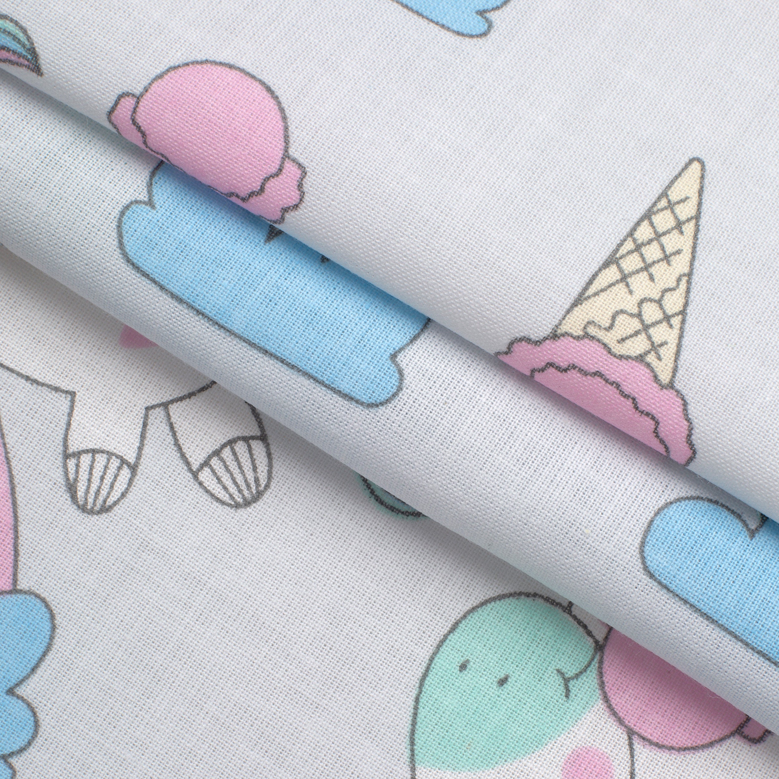 PRINTED COTTON POPLIN FABRIC - UNICORNS AND RAINBOWS ON GREY BACKGROUND - 160 GSM