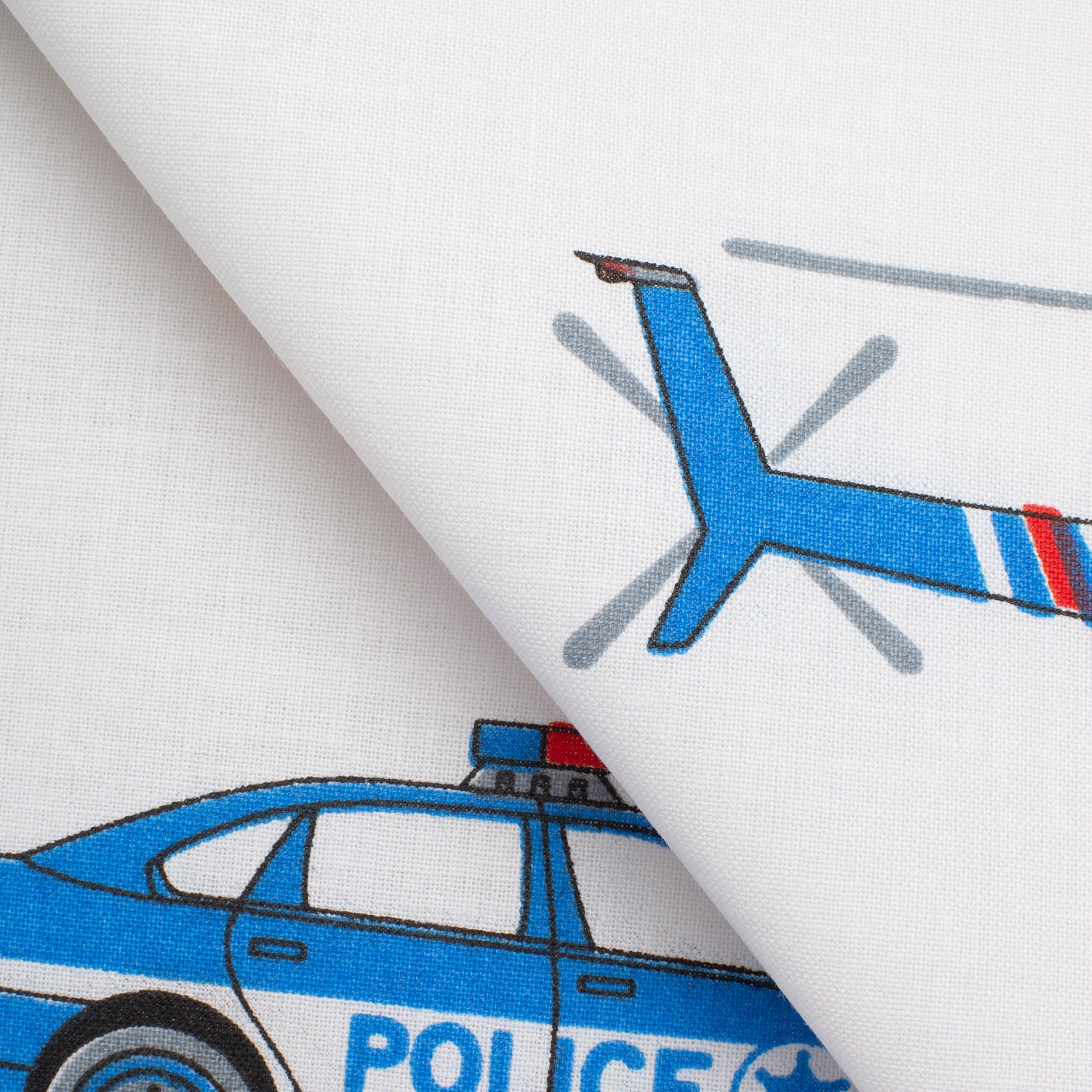 4.2 OZ COTTON POPLIN - PRINTED - POLICE WHITE