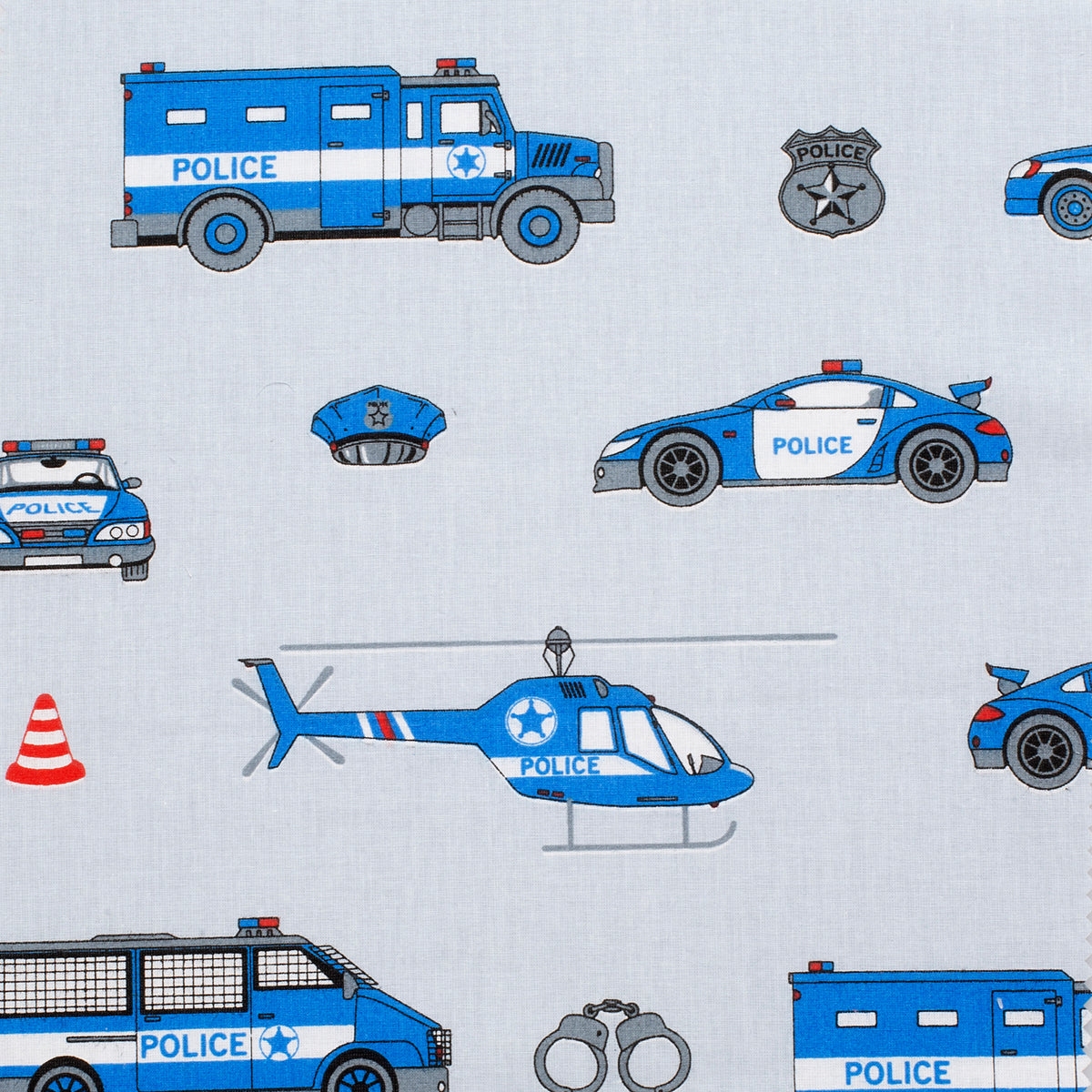 4.2 OZ COTTON POPLIN - PRINTED - POLICE GREY