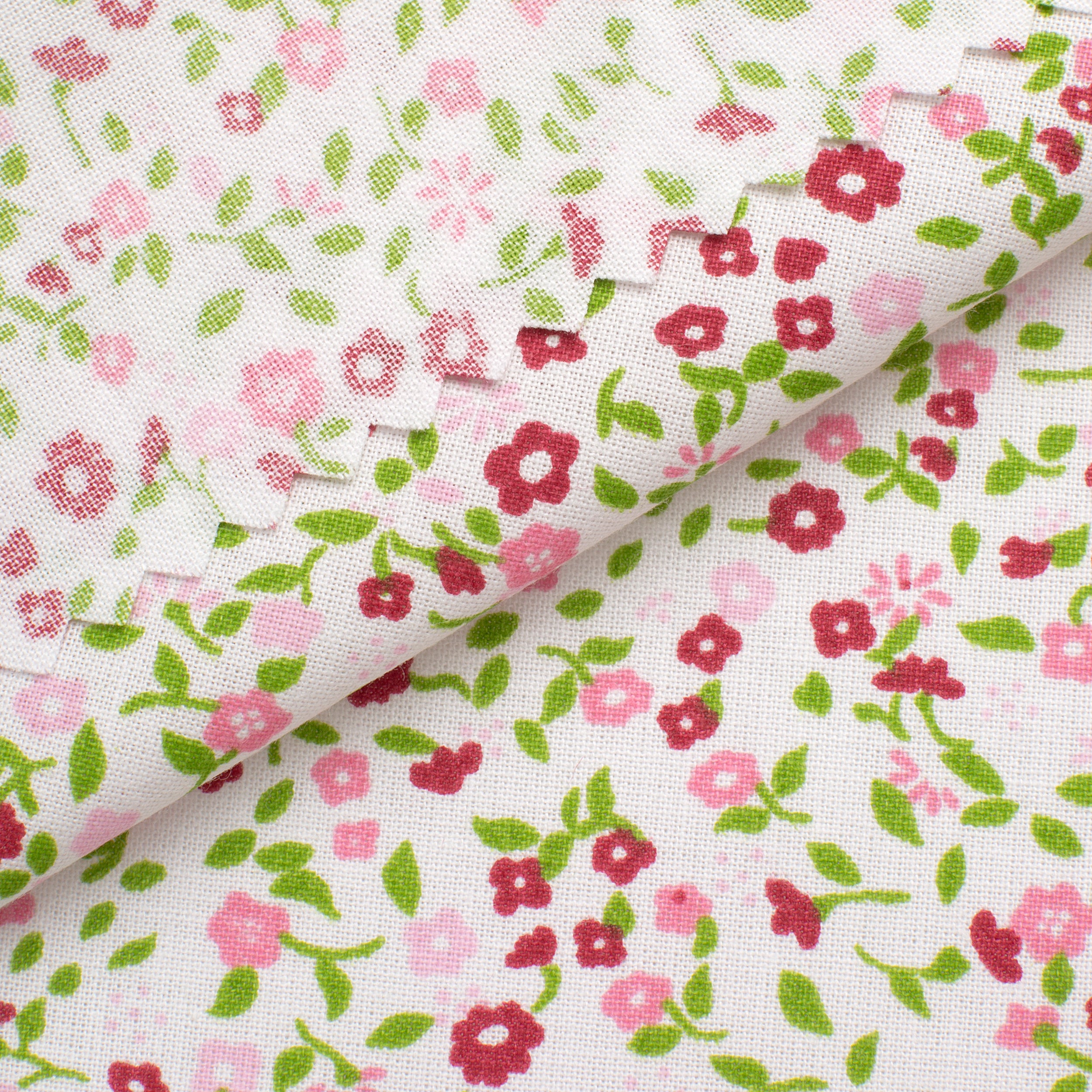 PRINTED COTTON POPLIN FABRIC - PINK AND RED FLOWERS - 160 GSM