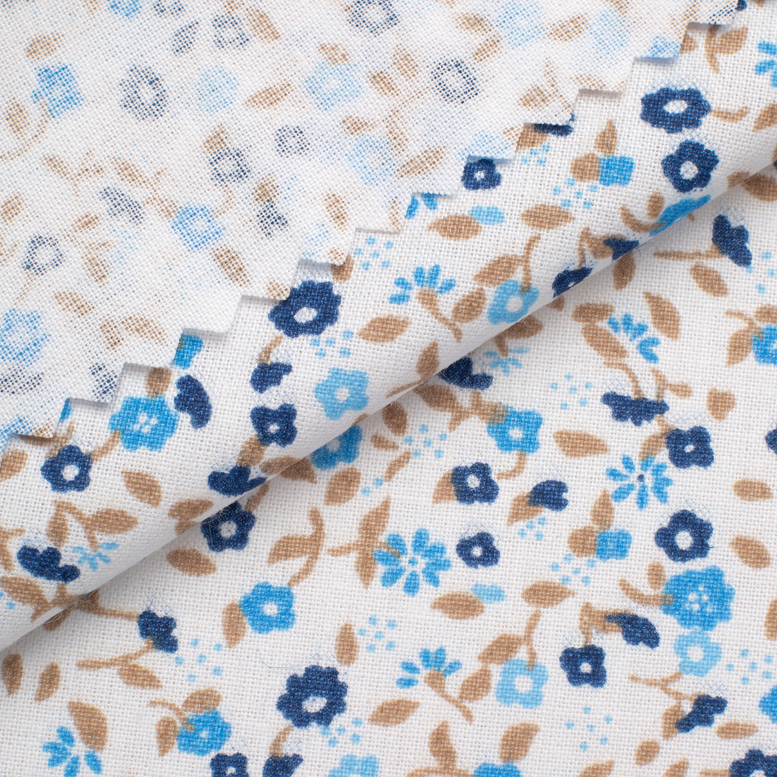 PRINTED COTTON POPLIN FABRIC - BLUE FLOWERS - 160 GSM