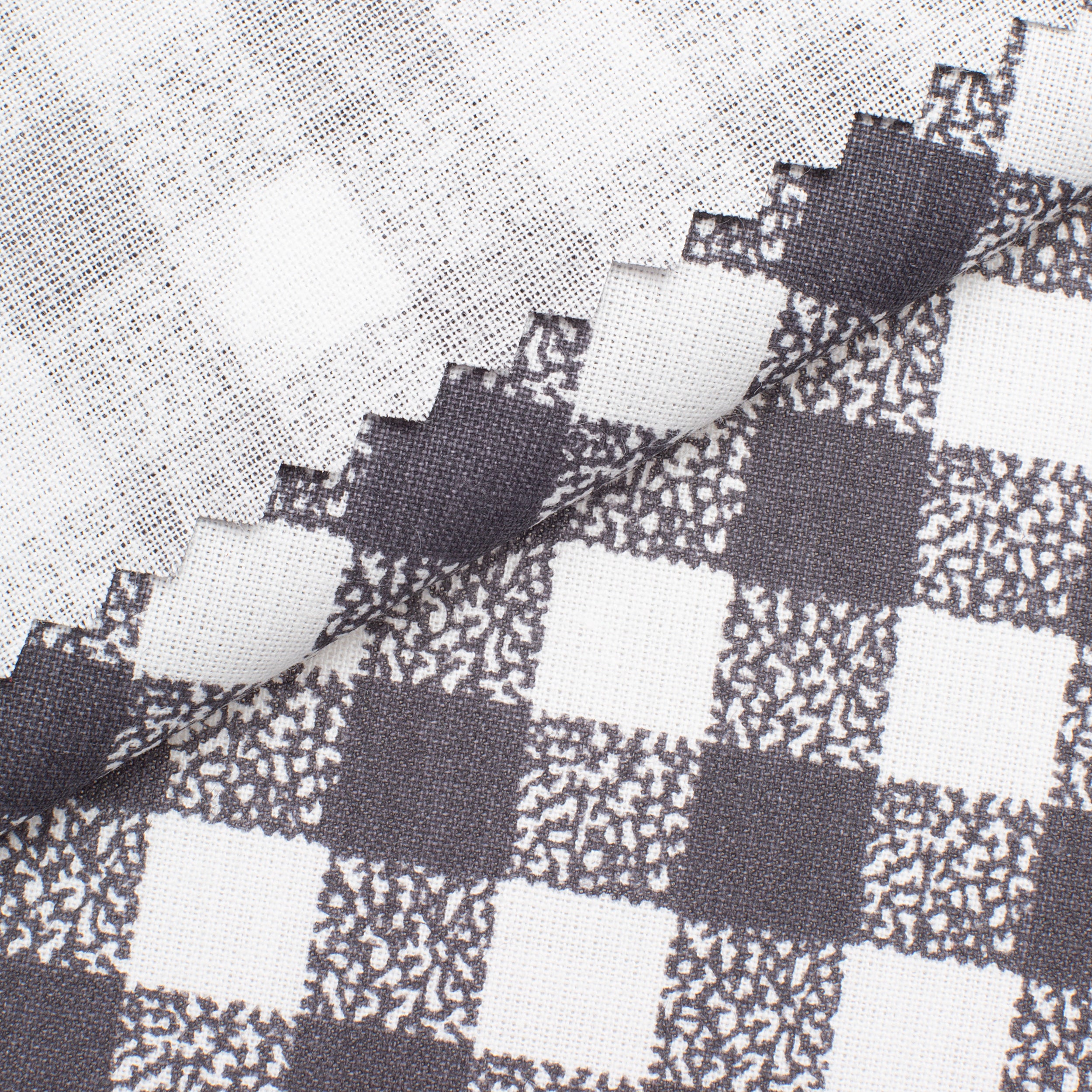 CHECKED COTTON POPLIN FABRIC - GREY AND WHITE - 160 GSM