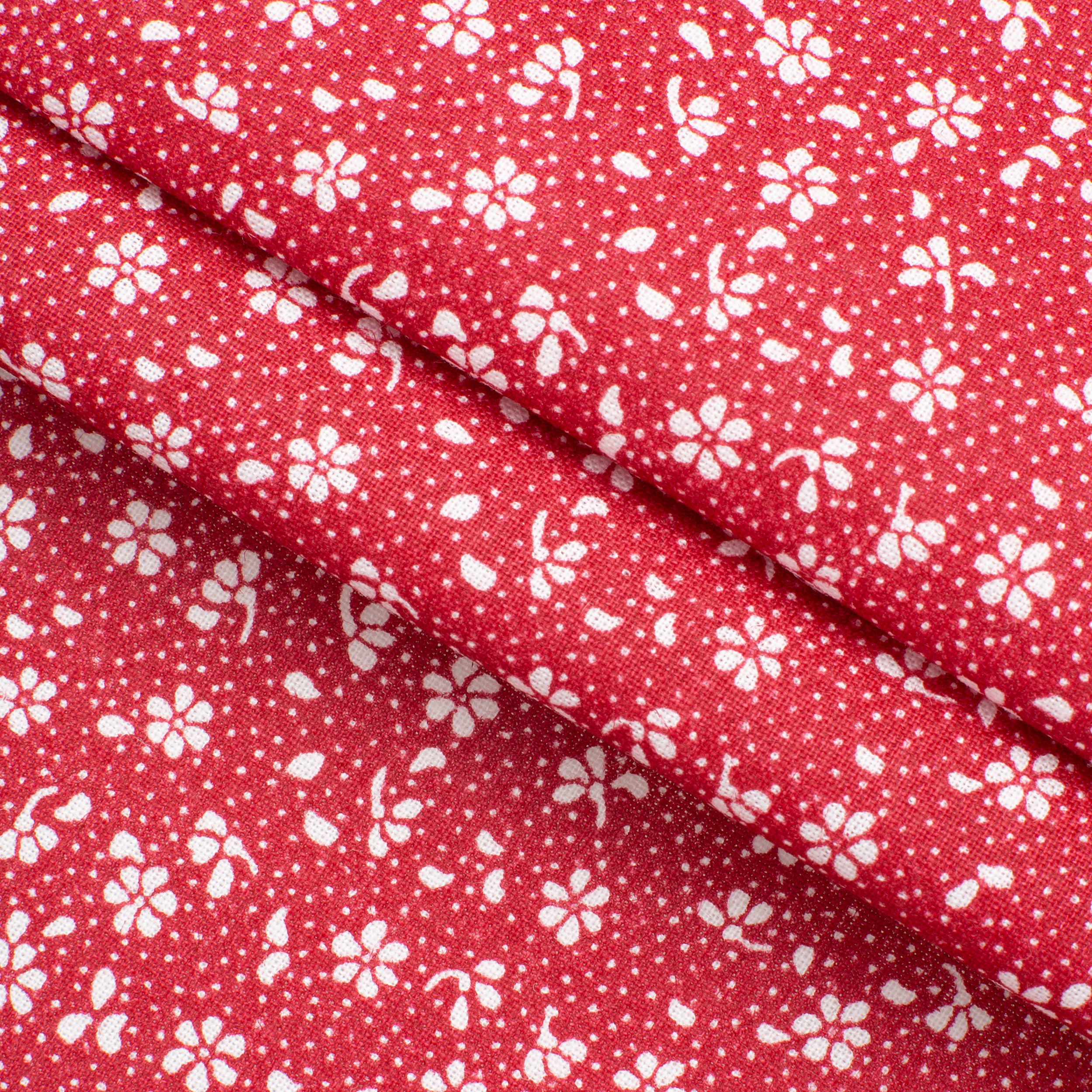 4.2 OZ COTTON POPLIN - PRINTED - RED - WHITE SMALL FLOWERS