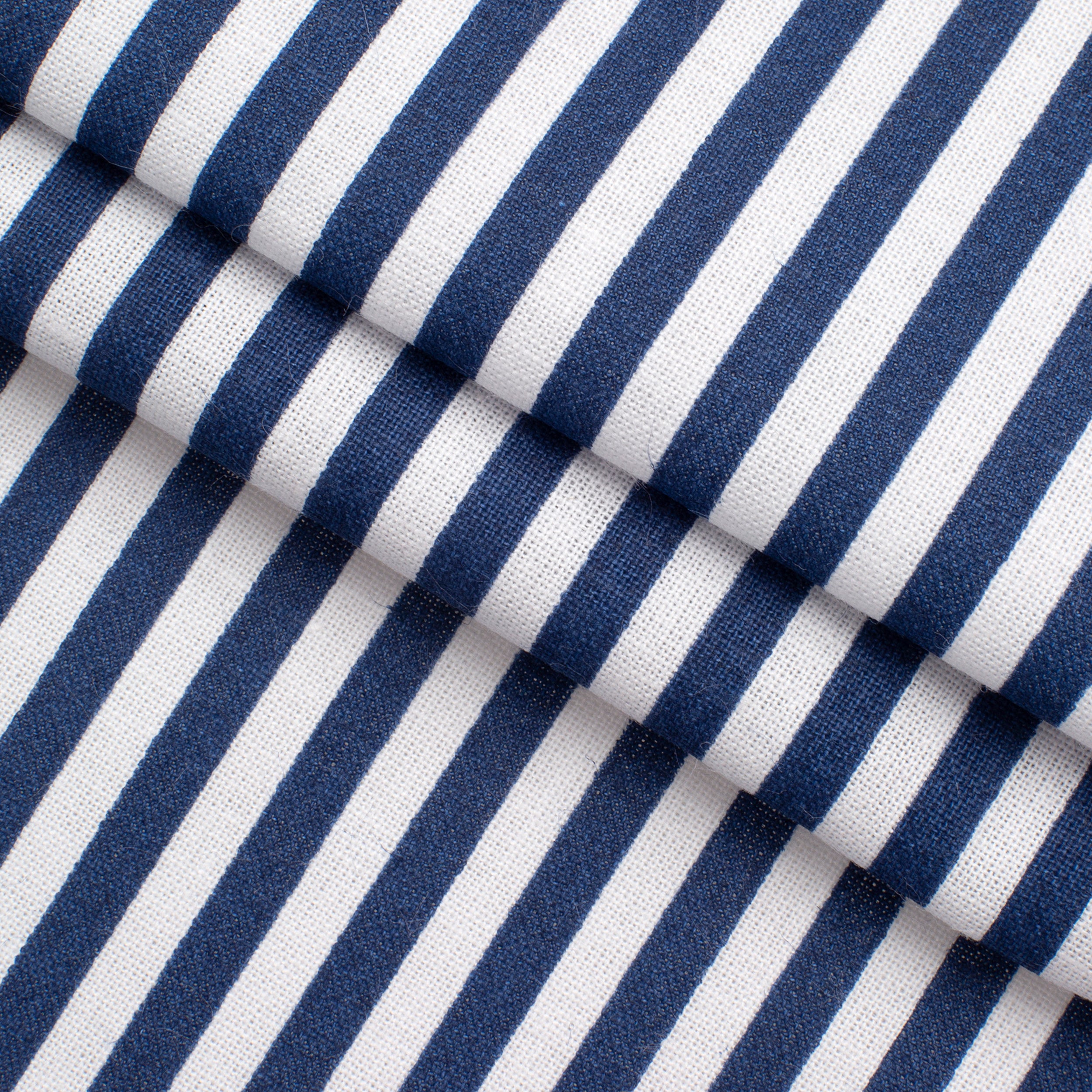 PRINTED COTTON POPLIN FABRIC - BLUE AND WHITE STRIPES - 160 GSM