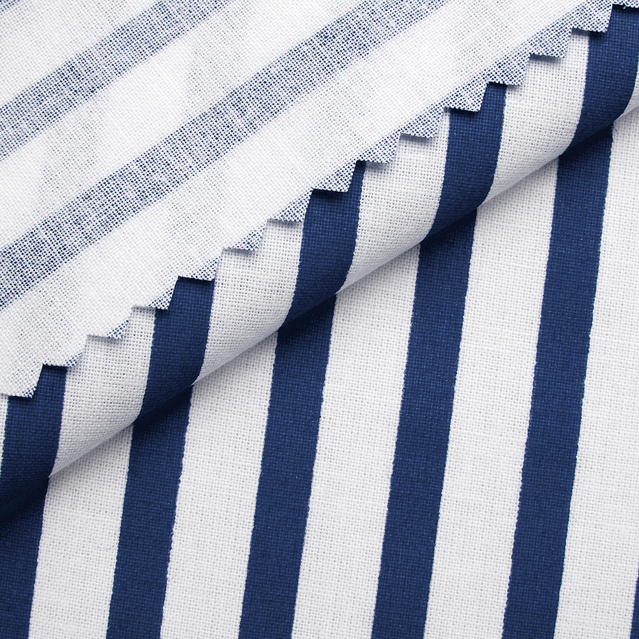 PRINTED COTTON POPLIN FABRIC - BLUE AND WHITE STRIPES - 160 GSM