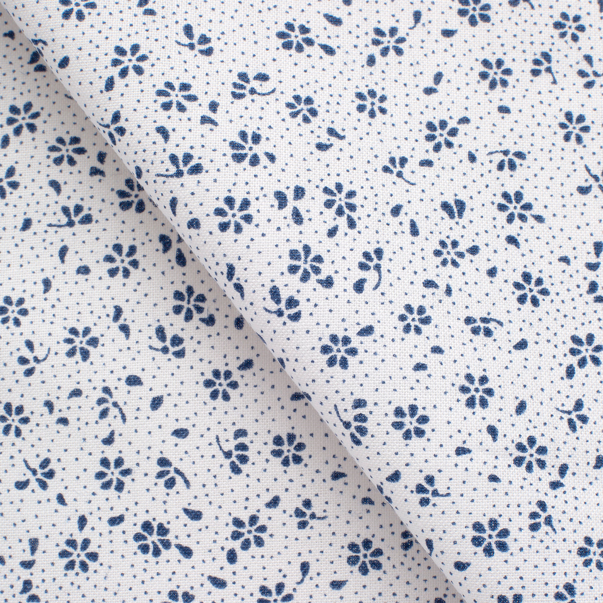 4.2 OZ COTTON POPLIN - PRINTED - WHITE - BLUE SMALL FLOWERS