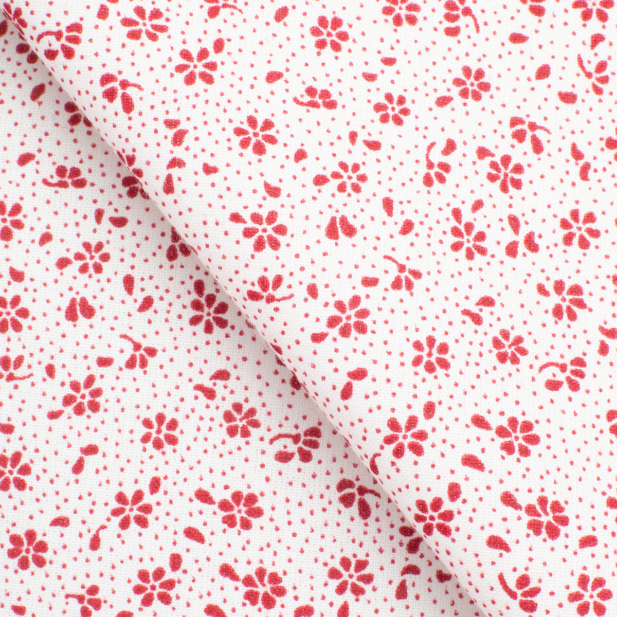4.2 OZ COTTON POPLIN - PRINTED - WHITE - RED SMALL FLOWERS