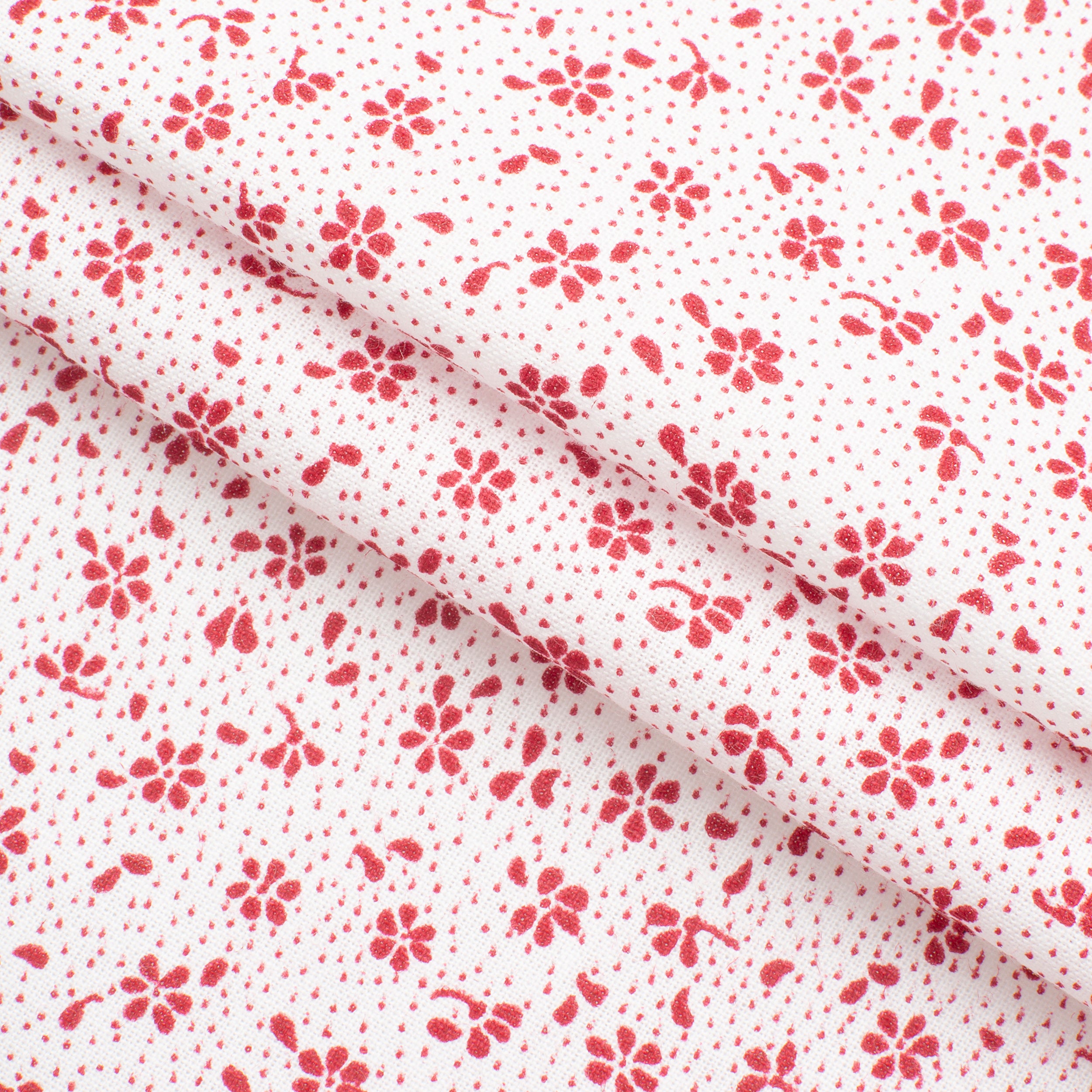 4.2 OZ COTTON POPLIN - PRINTED - WHITE - RED SMALL FLOWERS