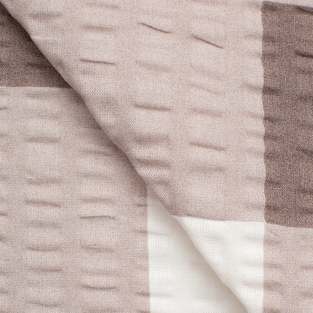 SEERSUCKER FABRIC - BROWN/CAMEL/WHITE PLAID
