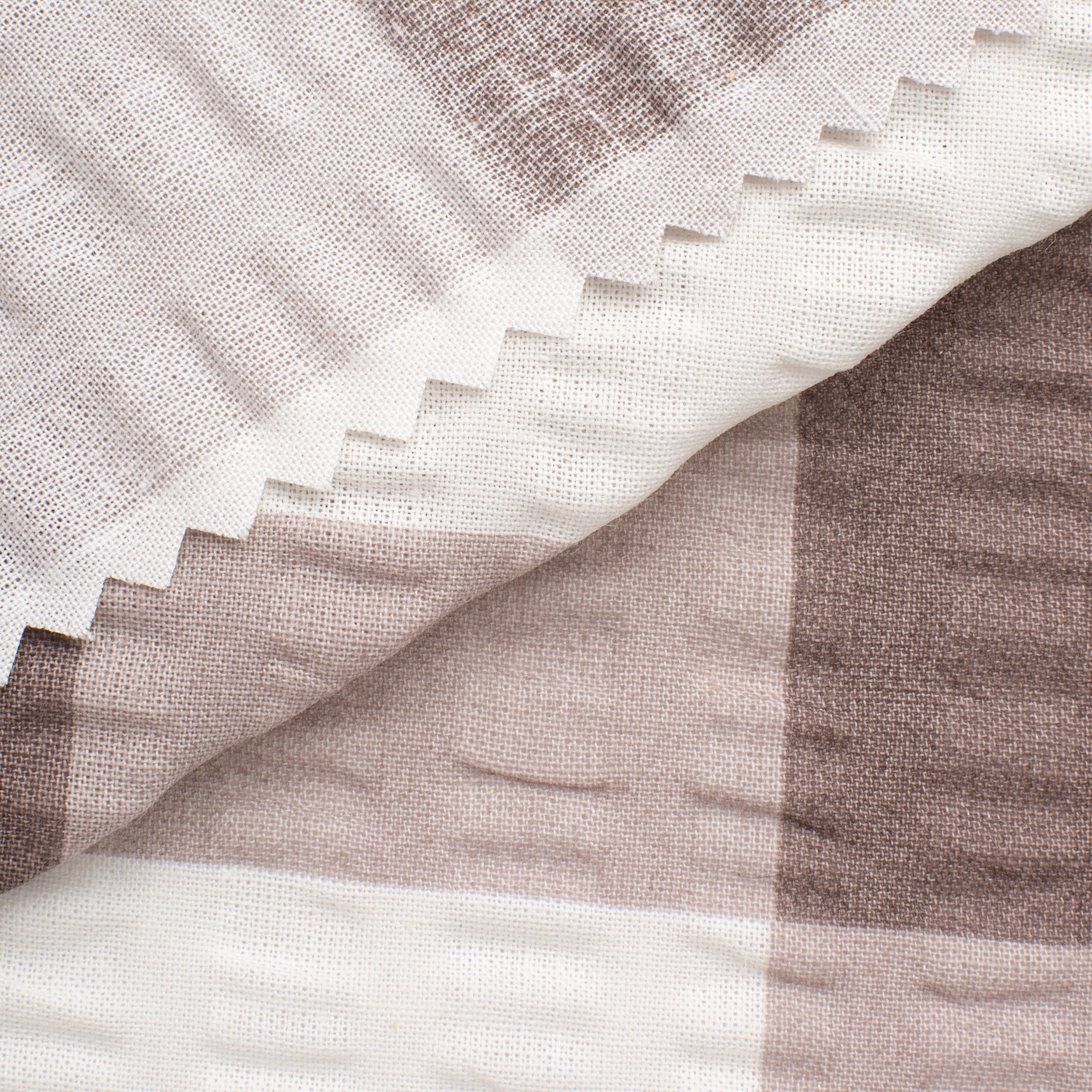 CHECKED COTTON SEERSUCKER FABRIC - BEIGE AND BROWN CHECK - 160 GSM