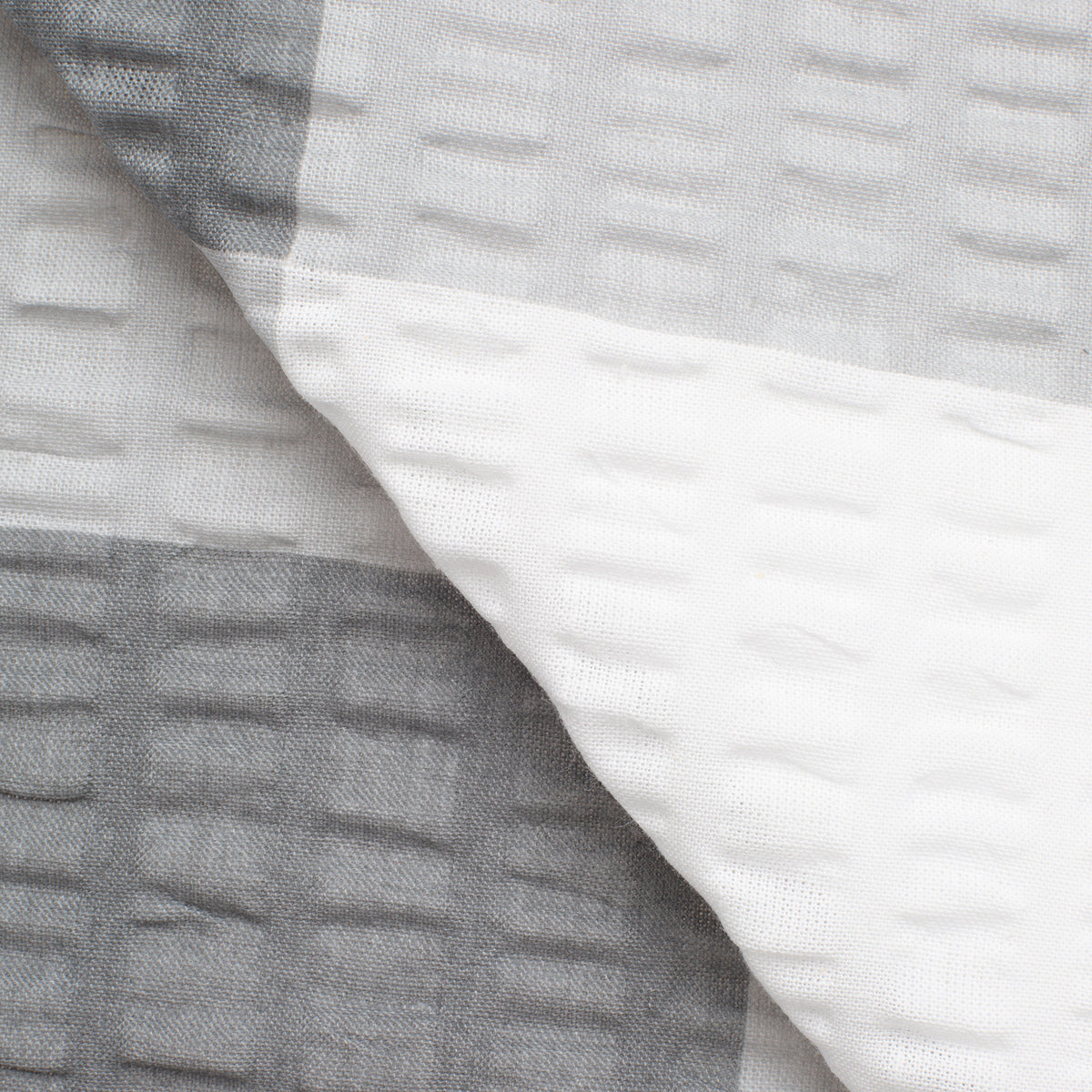 SEERSUCKER FABRIC - GREY/WHITE PLAID