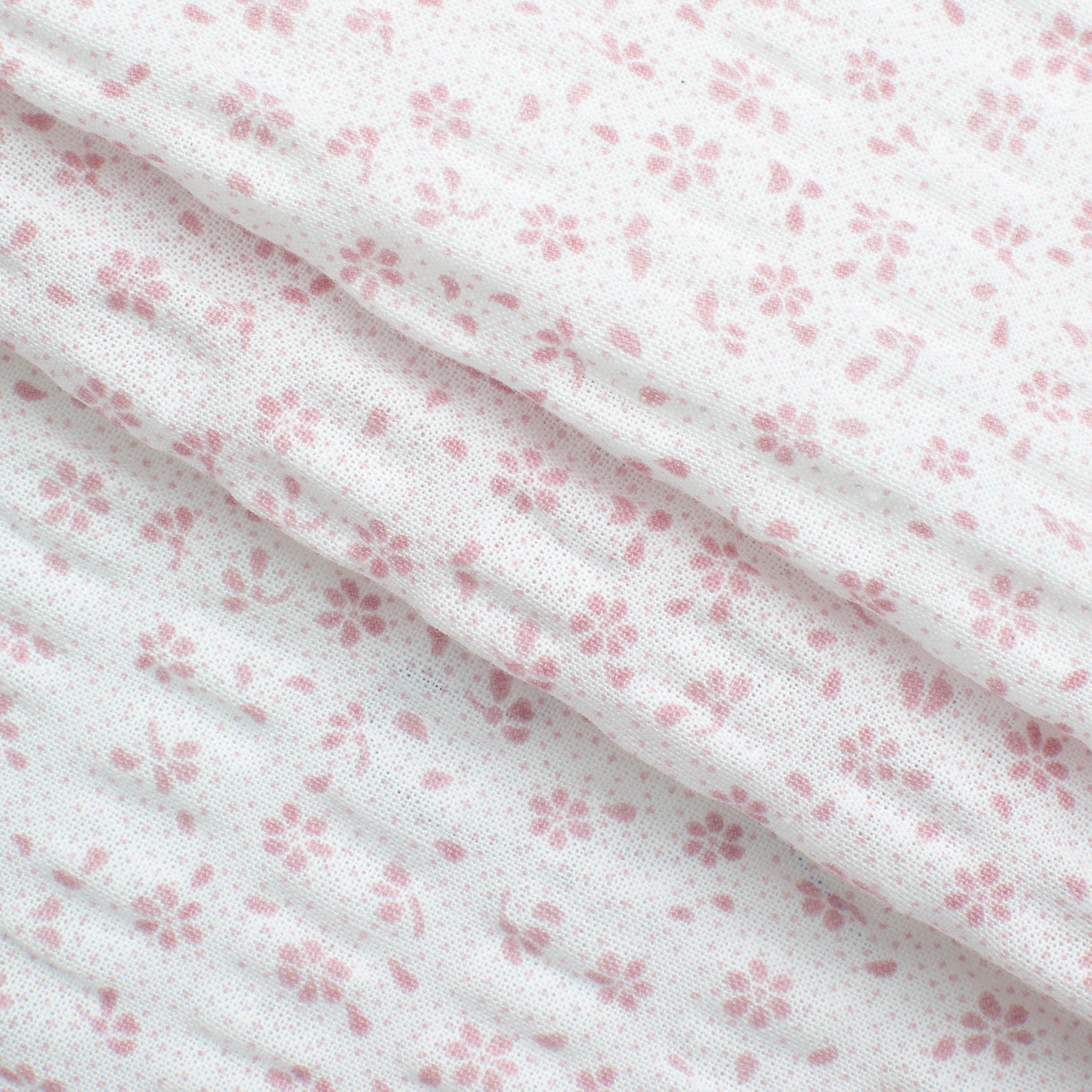 SEERSUCKER FABRIC - PRINTED - WHITE - PINK SMALL FLOWERS