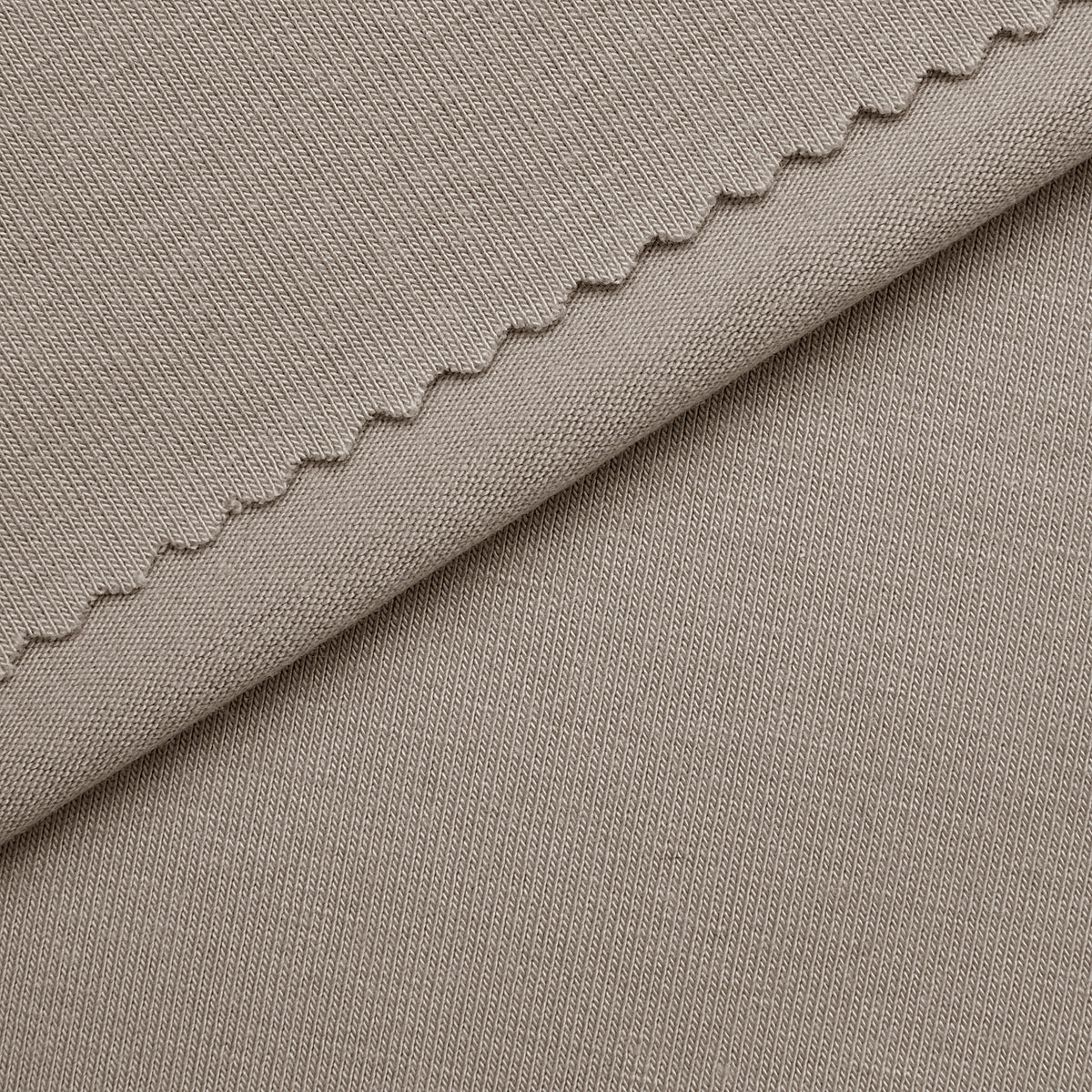 BAMBOO 1X1 RIB KNIT FABRIC WITH ELASTANE - LIGHT BEIGE - 250 GSM