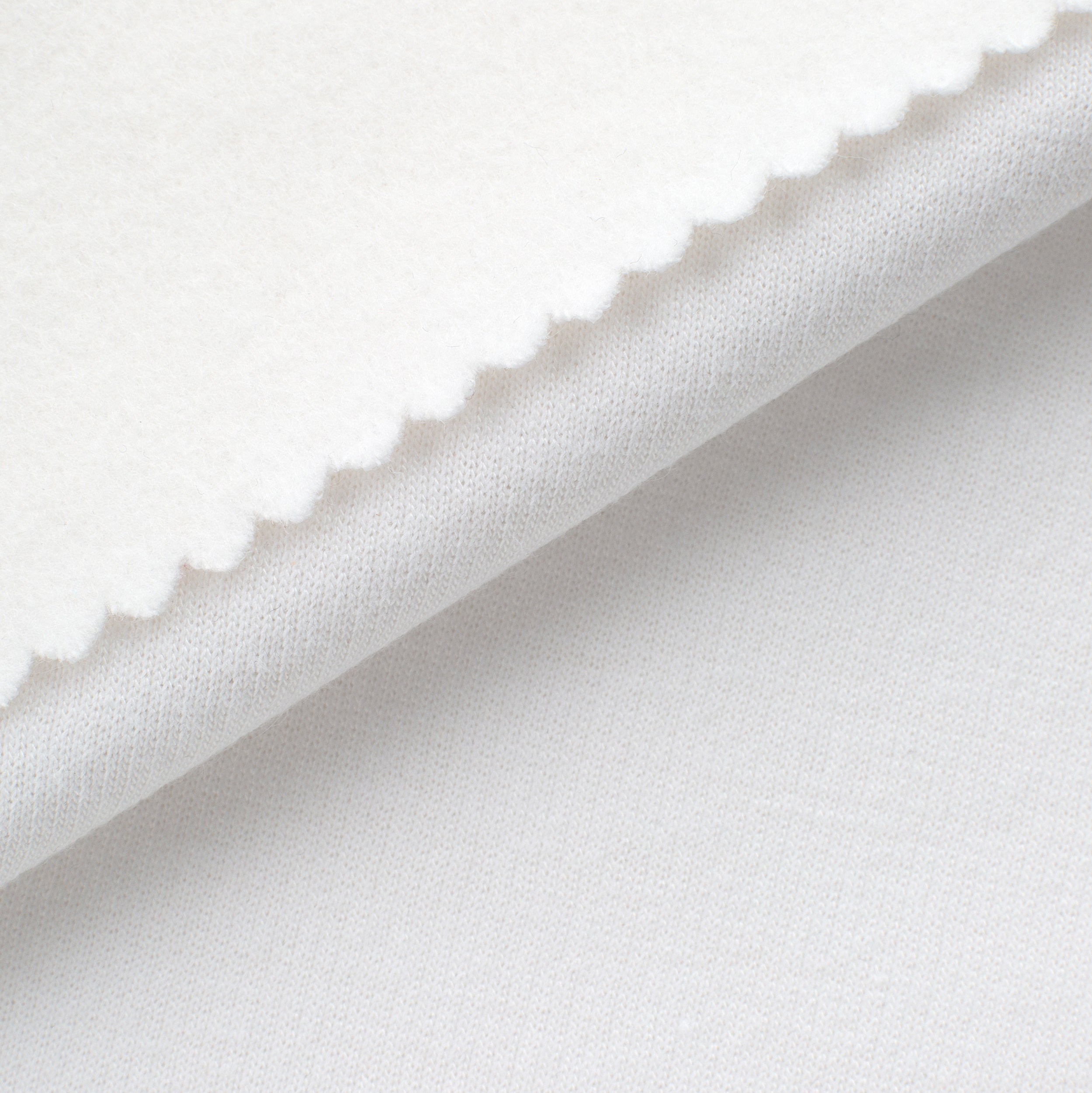 COTTON-POLYESTER FRENCH TERRY FABRIC WITH ELASTANE - WHITE - 260 GSM