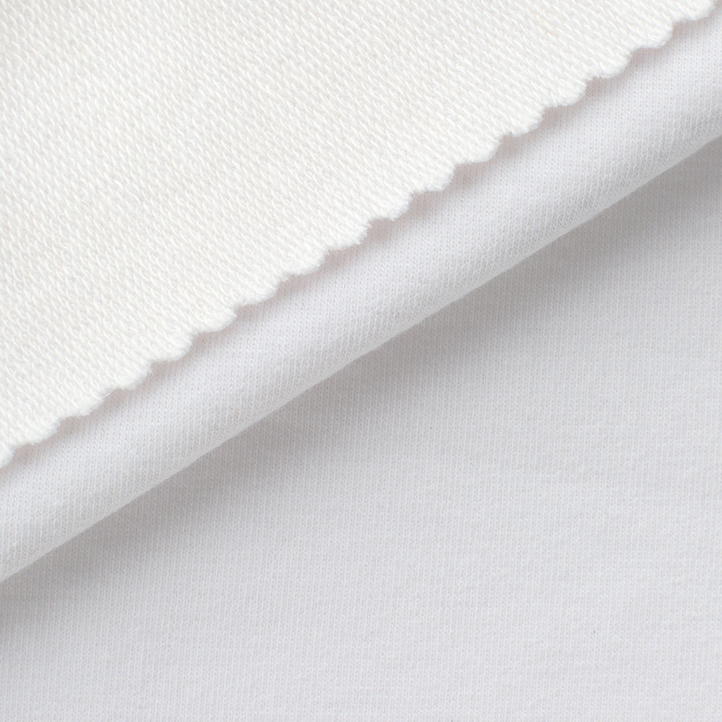 COTTON-POLYESTER FRENCH TERRY FABRIC WITH ELASTANE - WHITE - 260 GSM