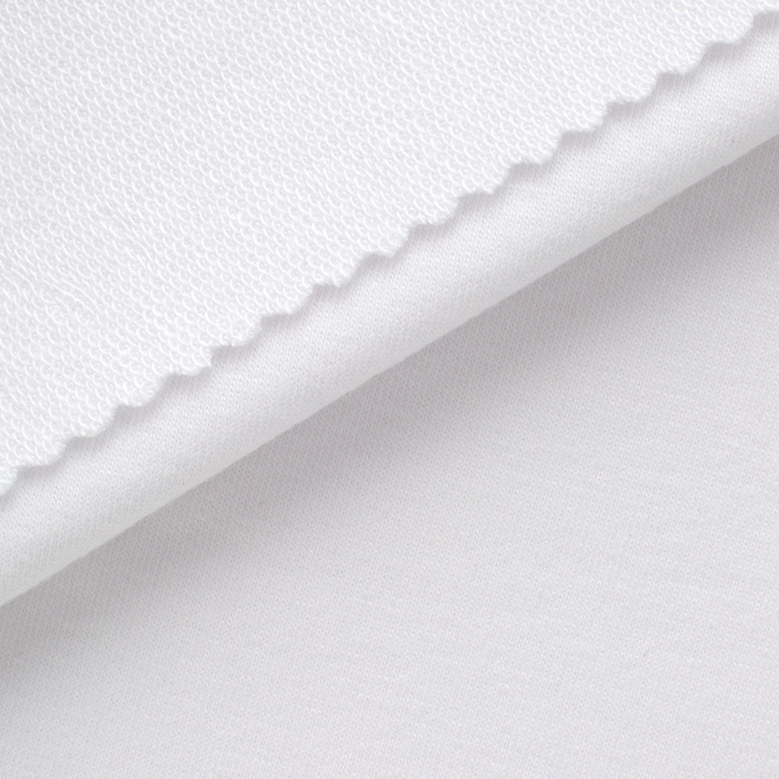 POLYESTER FRENCH TERRY FABRIC WITH ELASTANE - WHITE - 300 GSM