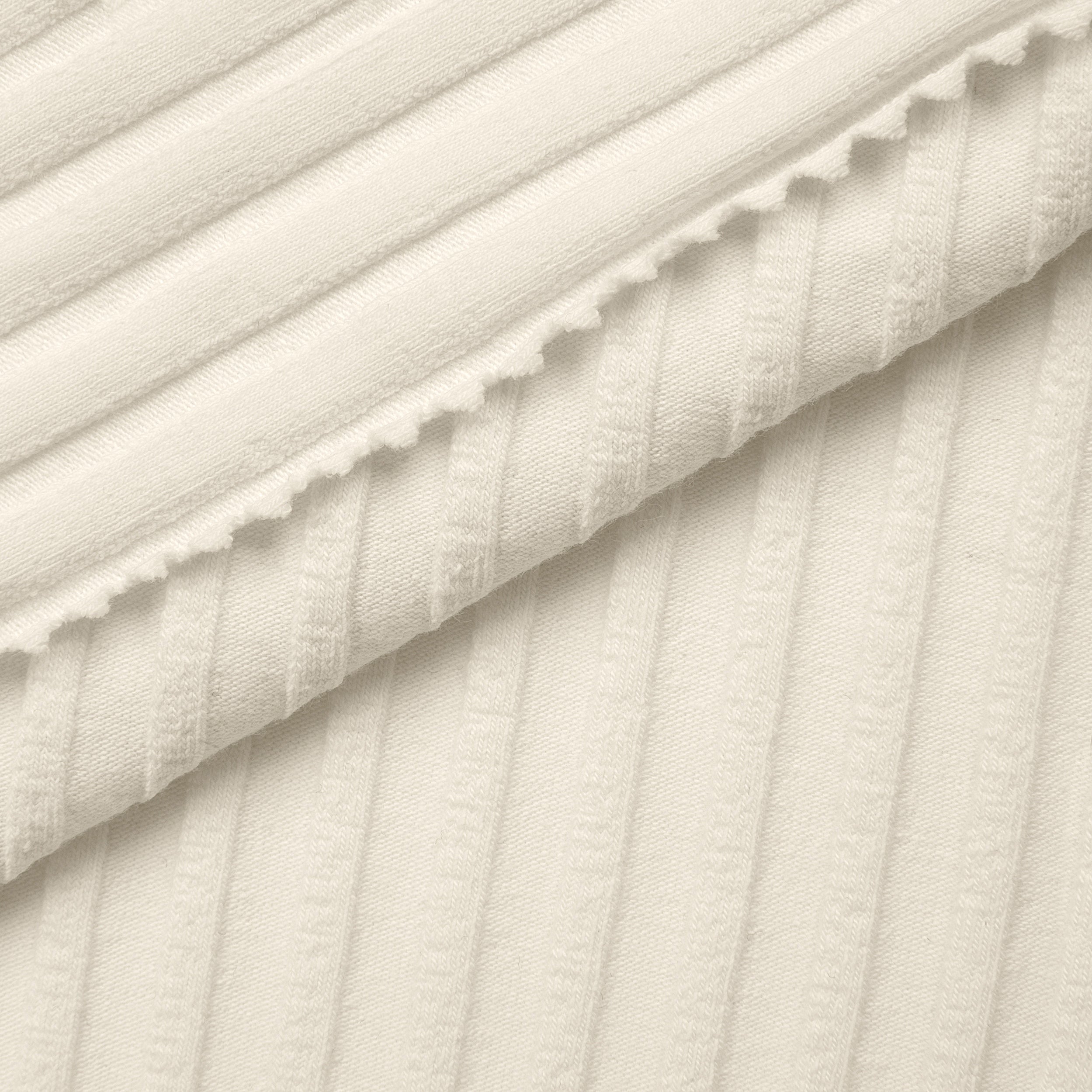 COTTON RIB KNIT FABRIC WITH ELASTANE - COCONUT CREAM - 250 GSM
