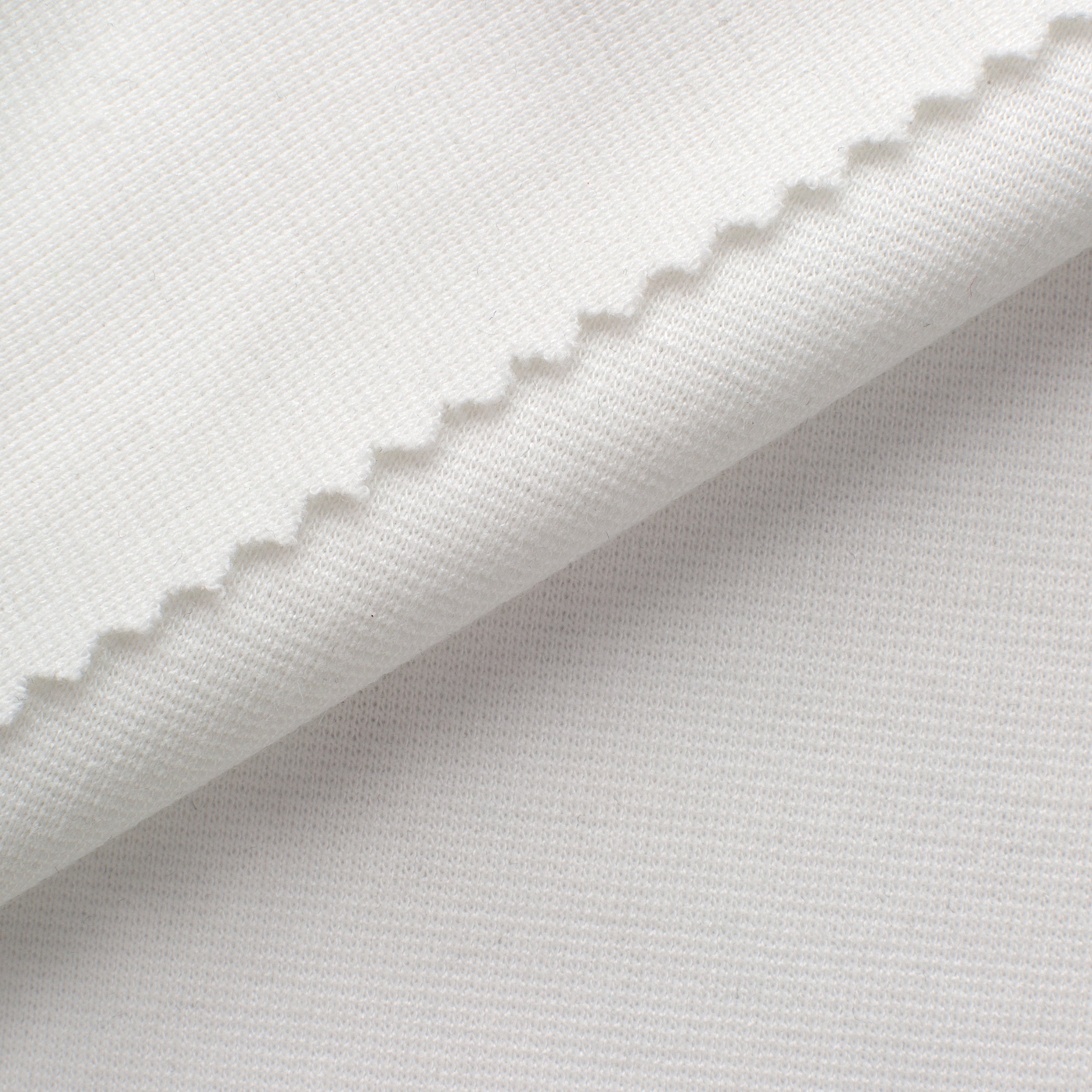 POLYESTER INTERLOCK KNIT FABRIC WITH ELASTANE - WHITE - 200 GSM
