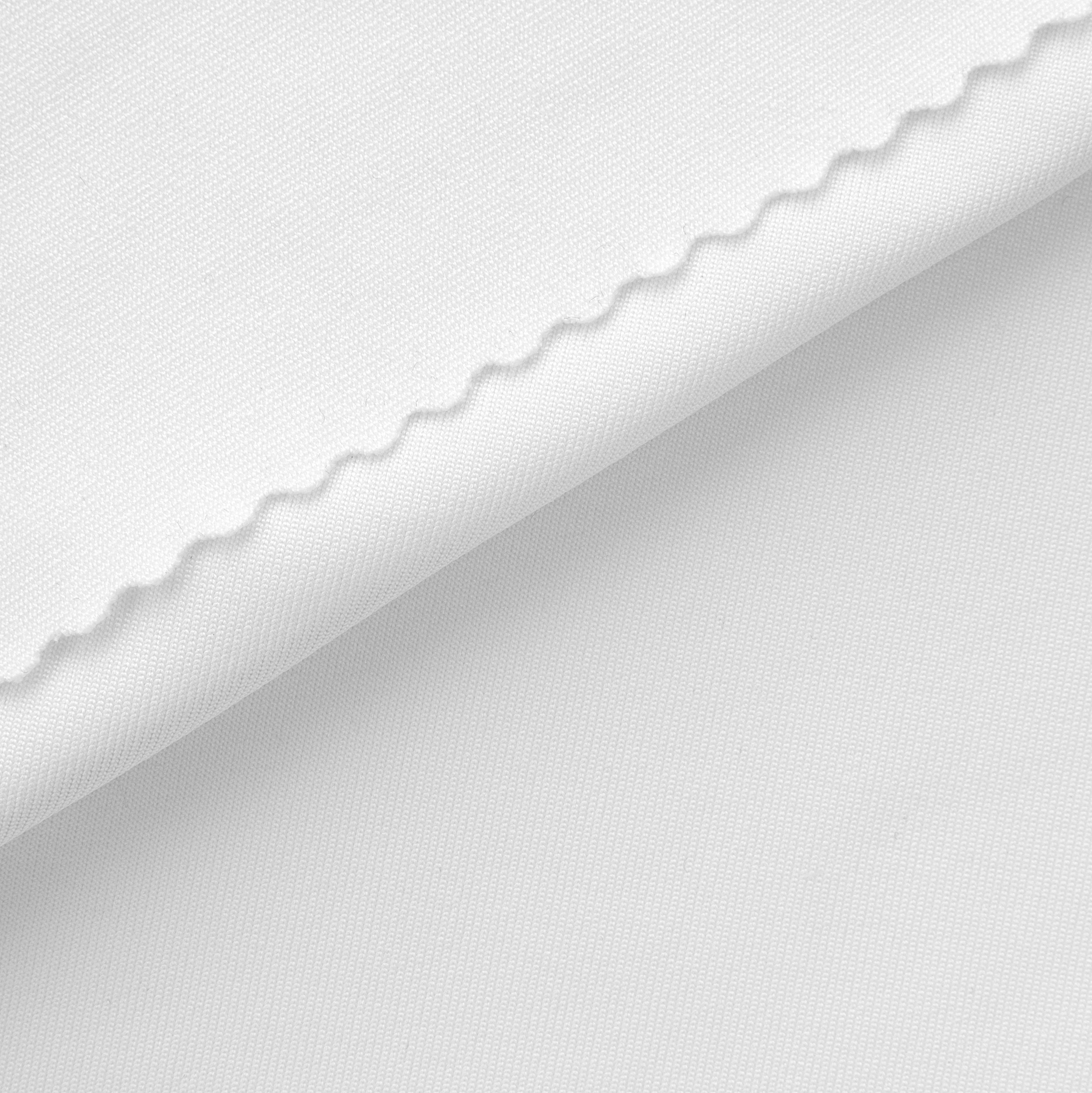 POLYESTER SINGLE JERSEY FABRIC WITH ELASTANE - WHITE - 150 GSM