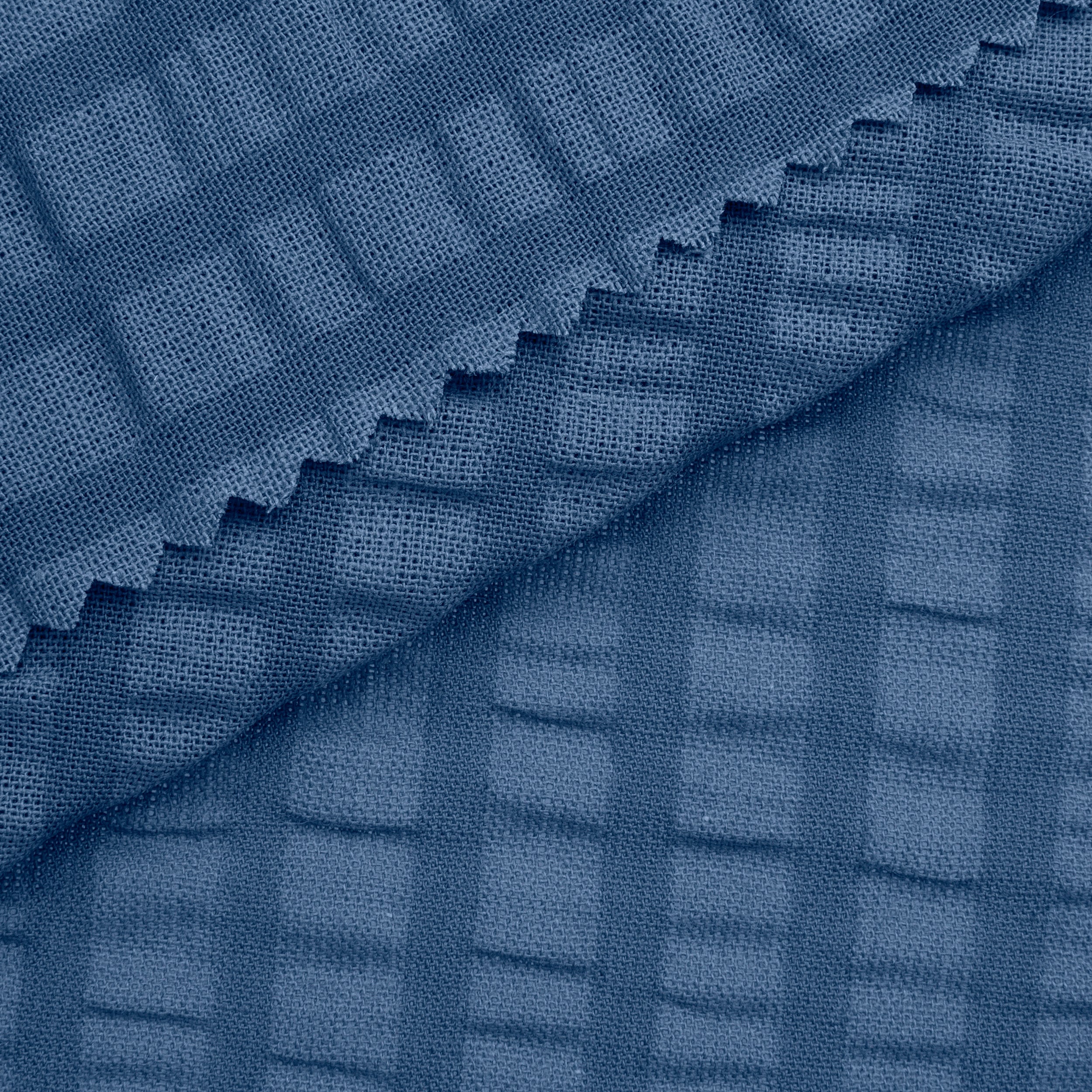 COTTON WAFFLE POPLIN FABRIC - NAVY BLUE - 160 GSM