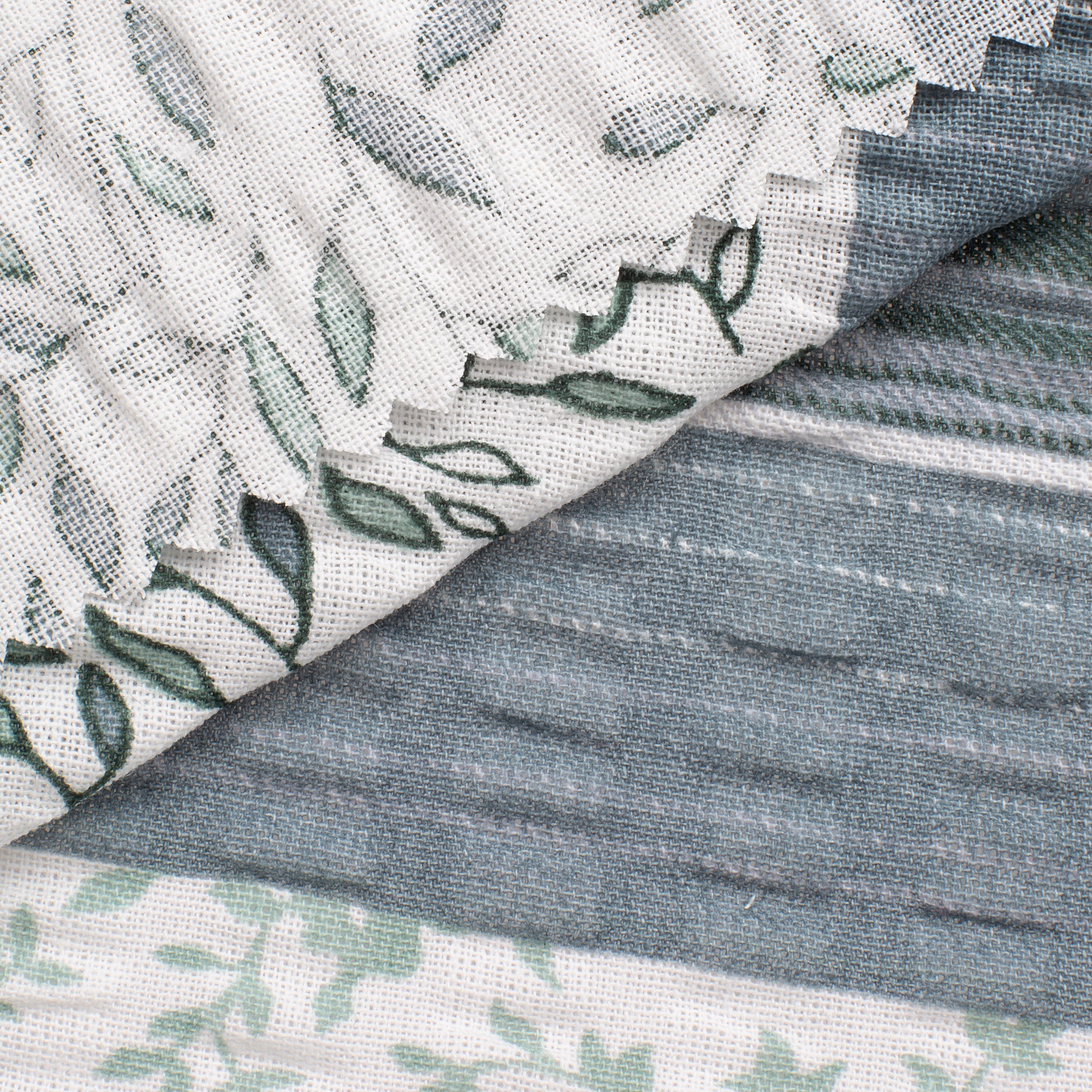 PRINTED COTTON POPLIN FABRIC - GREEN AND WHITE FLOWERS - 160 GSM