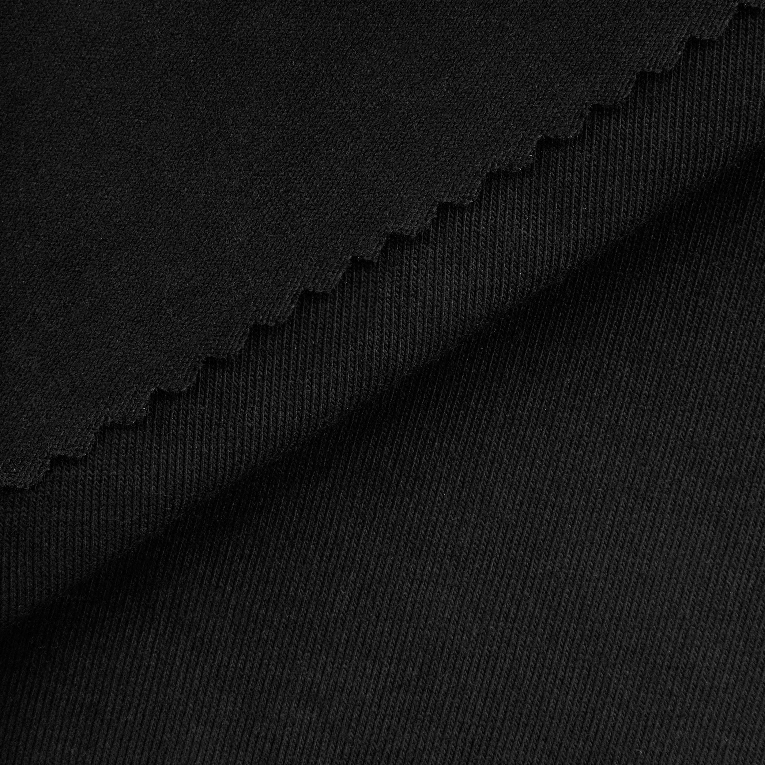 COTTON SINGLE JERSEY FABRIC WITH ELASTANE - BLACK - 220 GSM