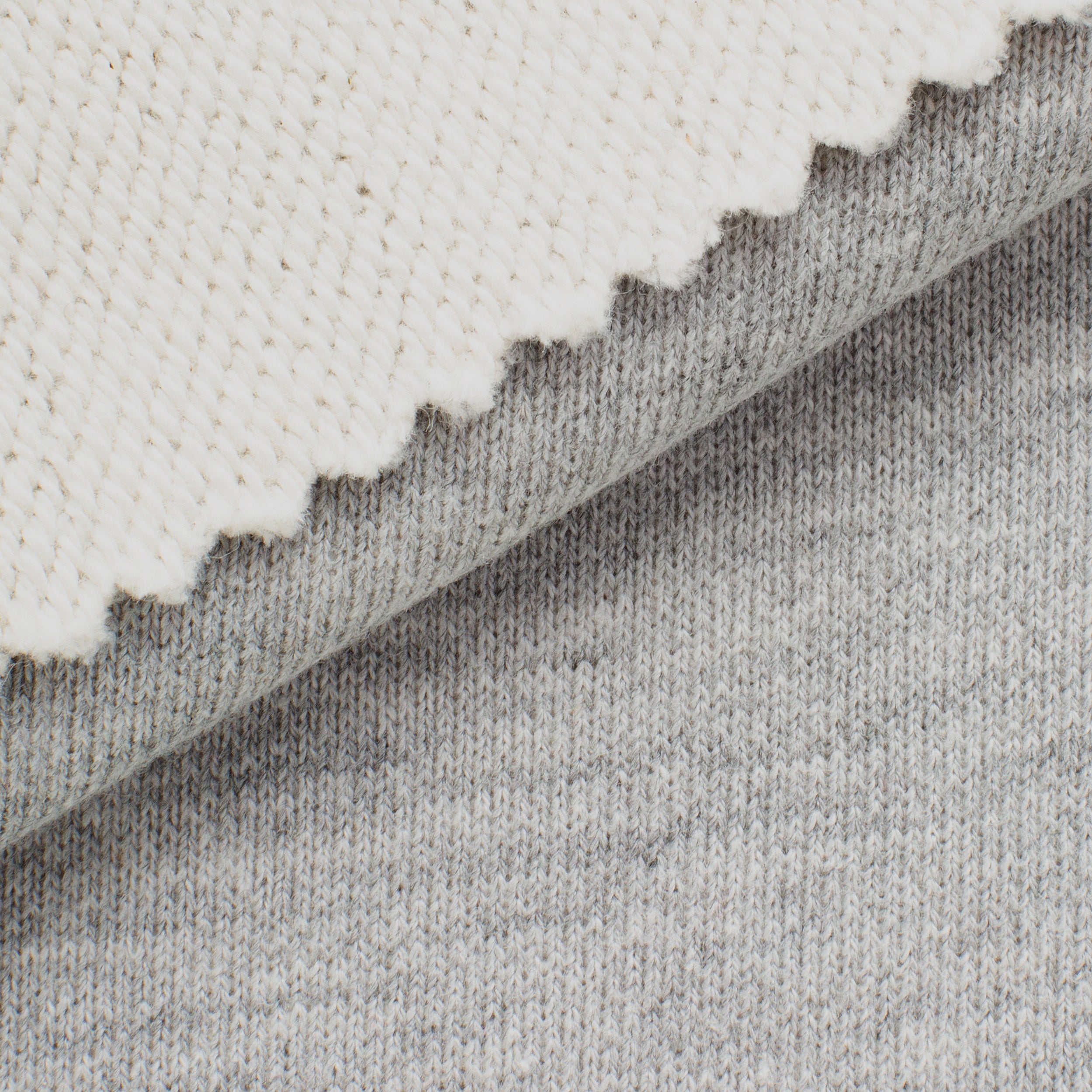 HEAVY COTTON DIAGONAL FRENCH TERRY FABRIC - GREY MELANGE - 430 GSM