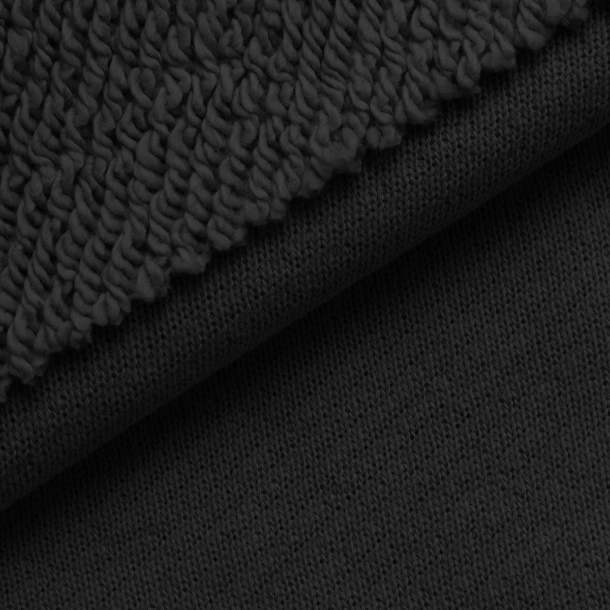 HEAVY DIAGONAL FRENCH TERRY - BLACK