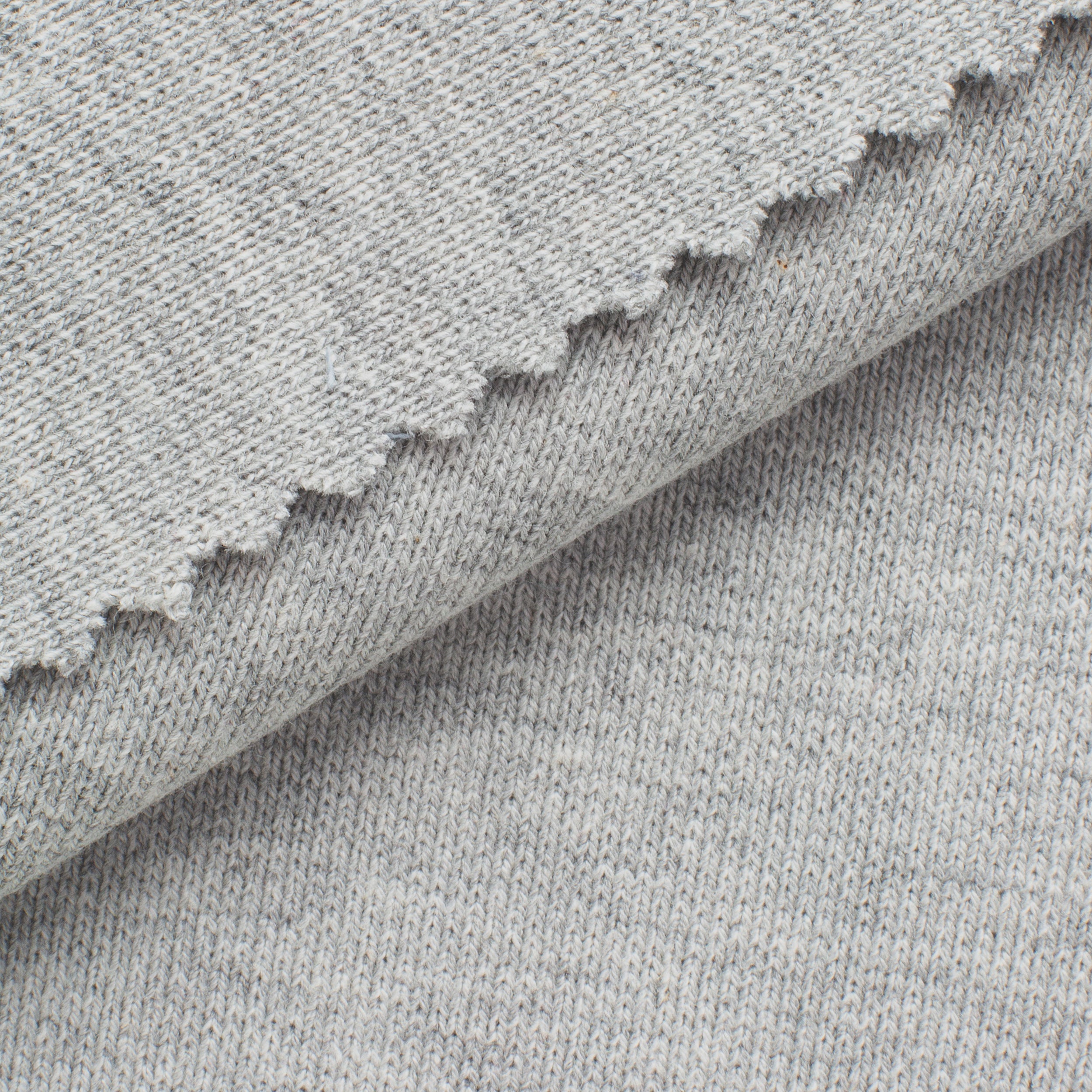 COTTON RIB KNIT FABRIC WITH ELASTANE - GREY MELANGE - 360 GSM