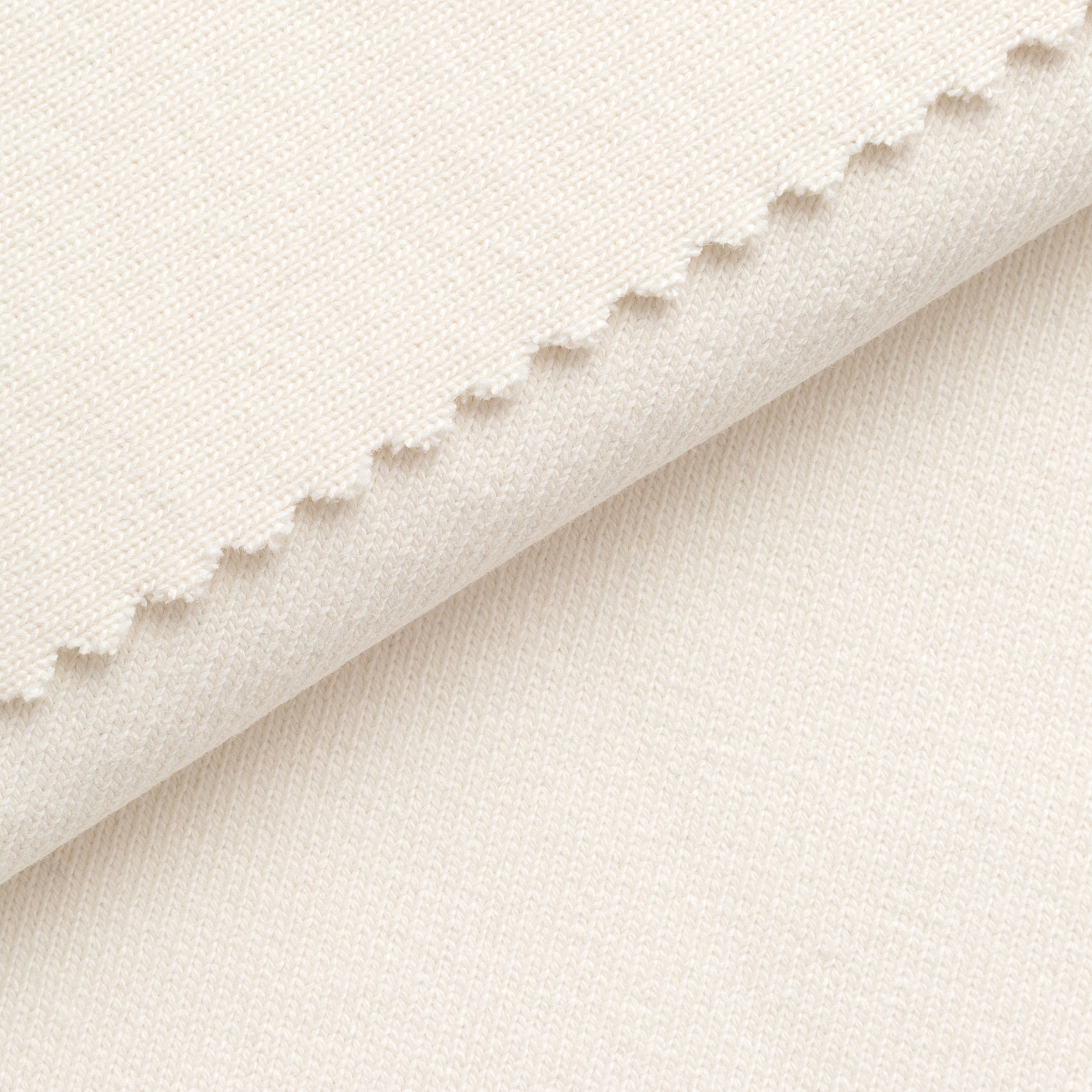 COTTON RIB KNIT FABRIC WITH ELASTANE - WHITE - 460 GSM