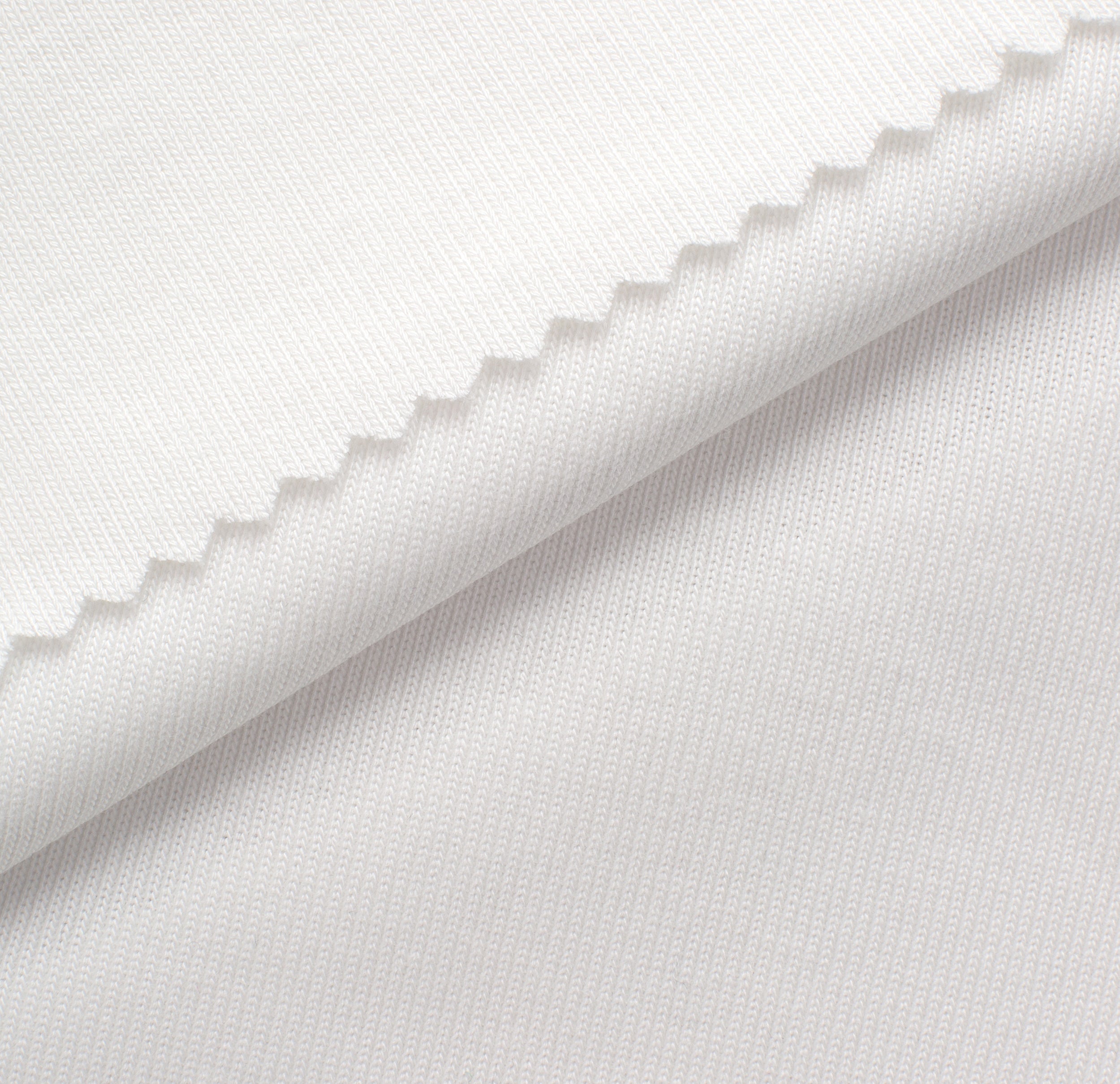 COTTON RIB KNIT FABRIC WITH ELASTANE - WHITE - 296 GSM