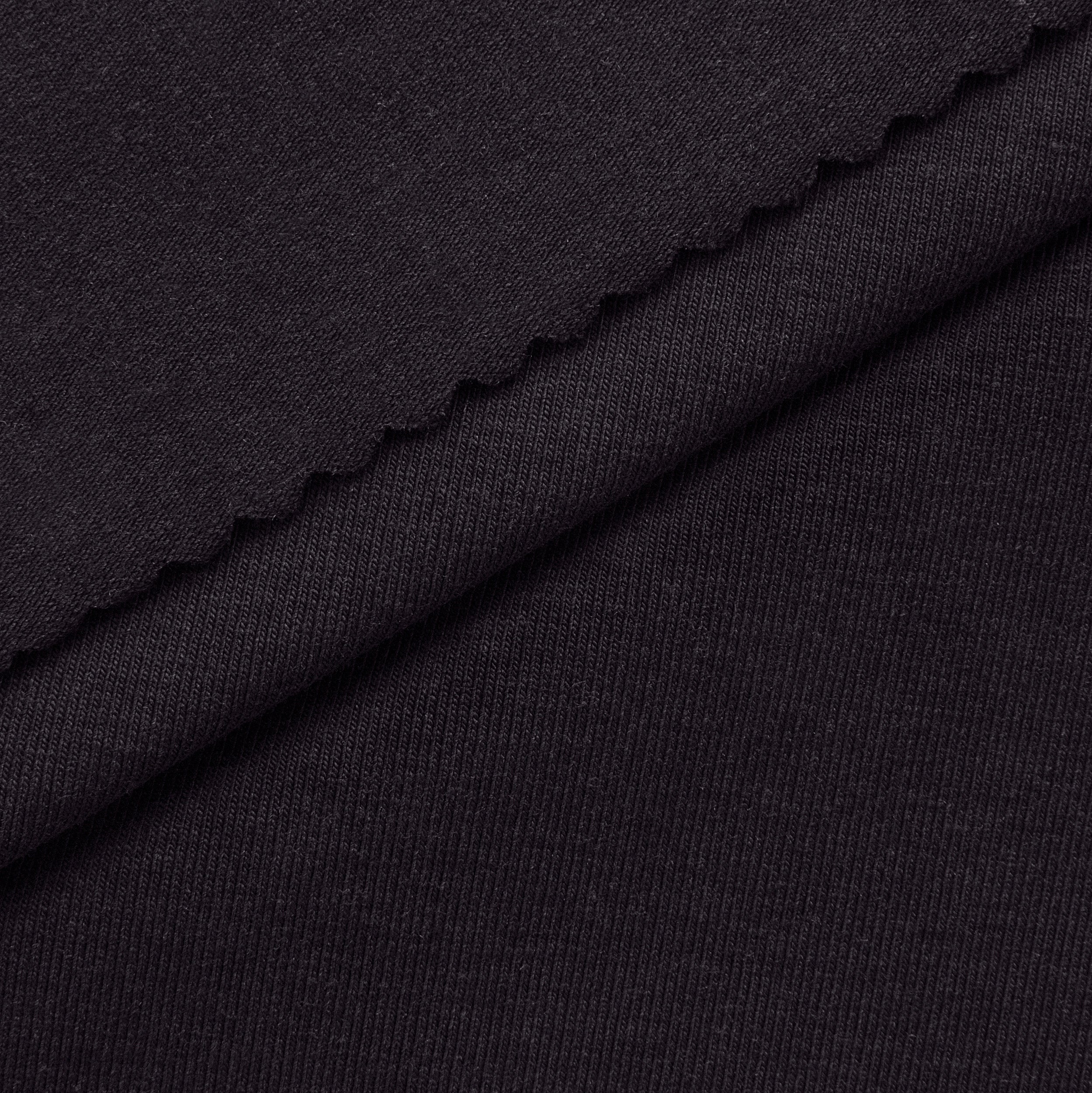 COTTON SINGLE JERSEY FABRIC WITH ELASTANE - BLACK - 210 GSM
