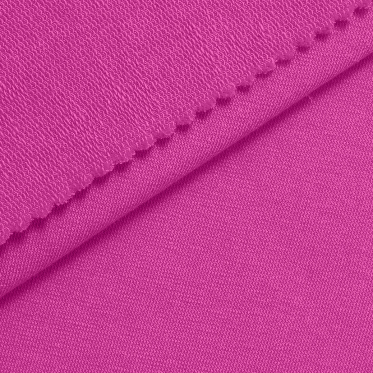 COTTON FRENCH TERRY FABRIC WITH ELASTANE - AMARANTH PINK - 280 GSM