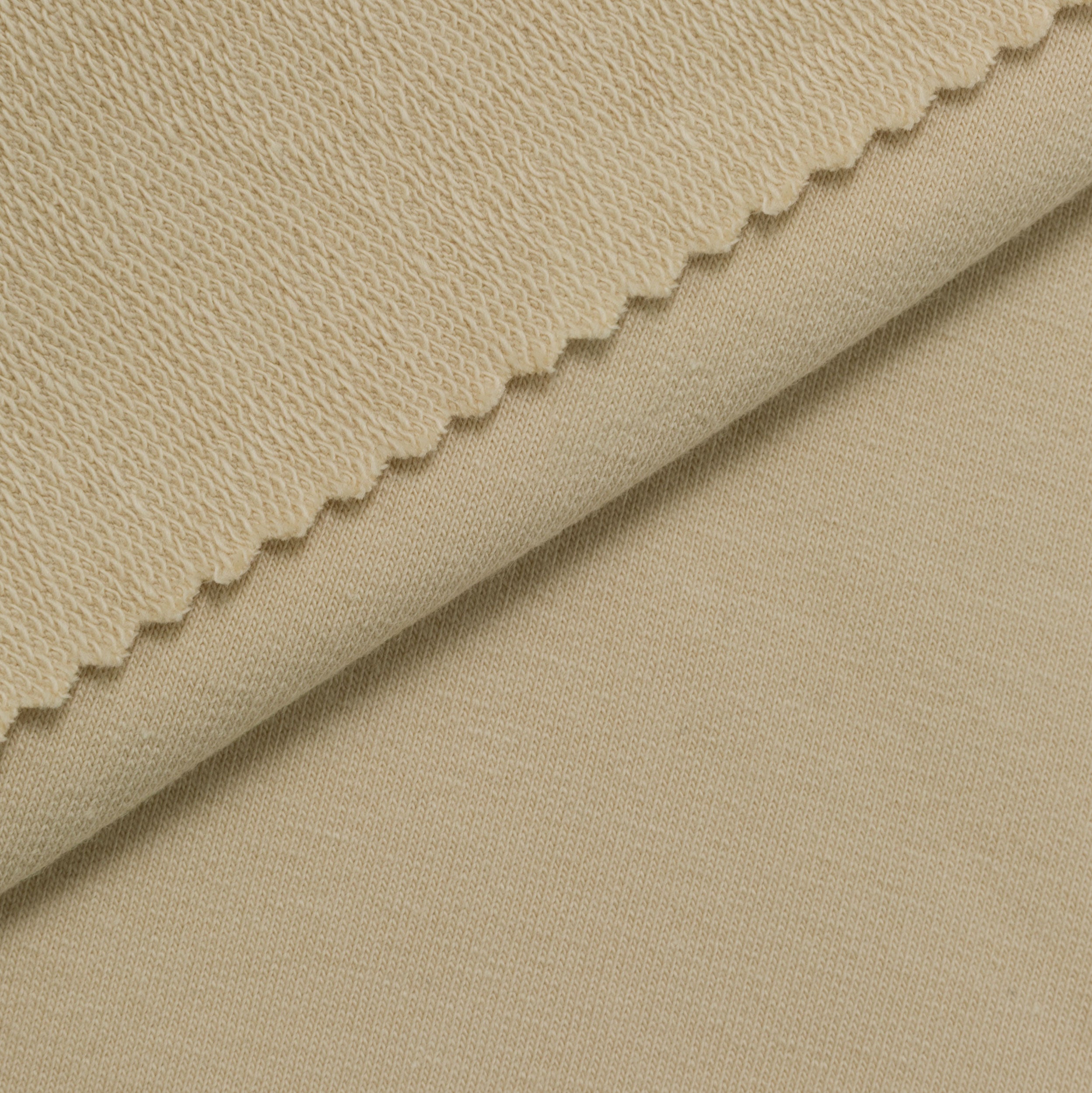 COTTON FRENCH TERRY FABRIC WITH ELASTANE - LIGHT BEIGE - 280 GSM