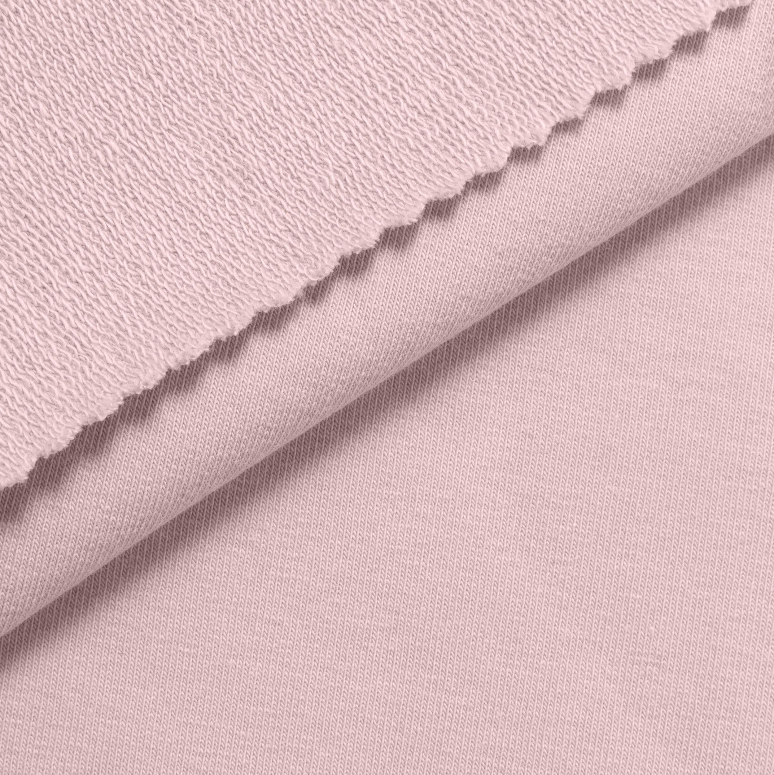 COTTON FRENCH TERRY FABRIC WITH ELASTANE - LIGHT PINK - 280 GSM