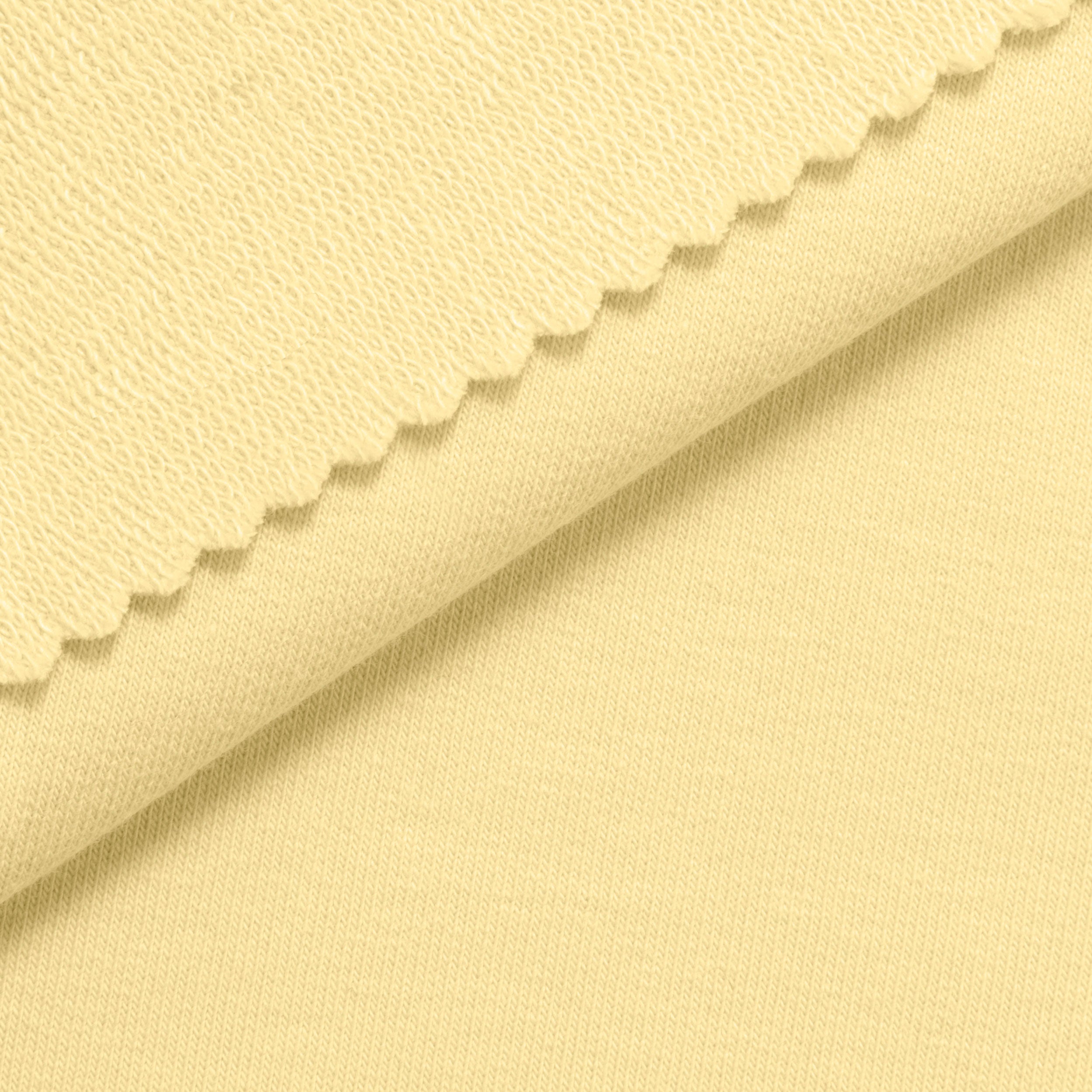 COTTON FRENCH TERRY FABRIC WITH ELASTANE - LIGHT YELLOW - 280 GSM