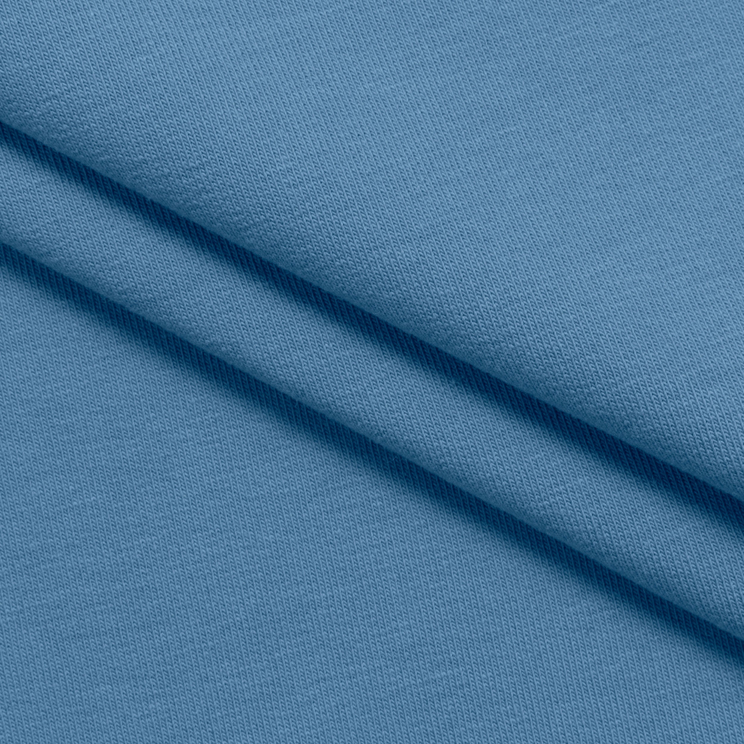 COTTON FRENCH TERRY FABRIC WITH ELASTANE - OCEAN BLUE - 280 GSM
