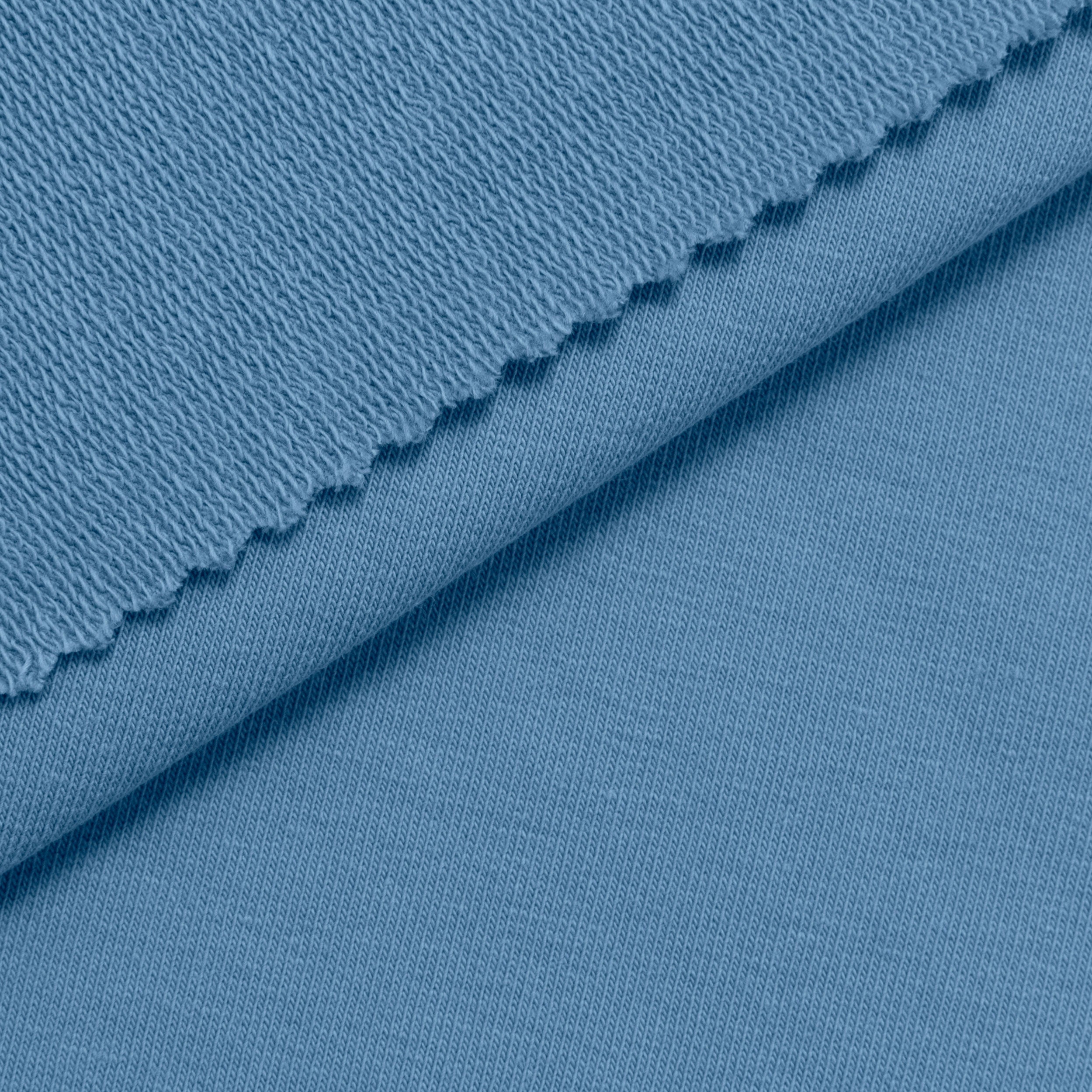 COTTON FRENCH TERRY FABRIC WITH ELASTANE - OCEAN BLUE - 280 GSM