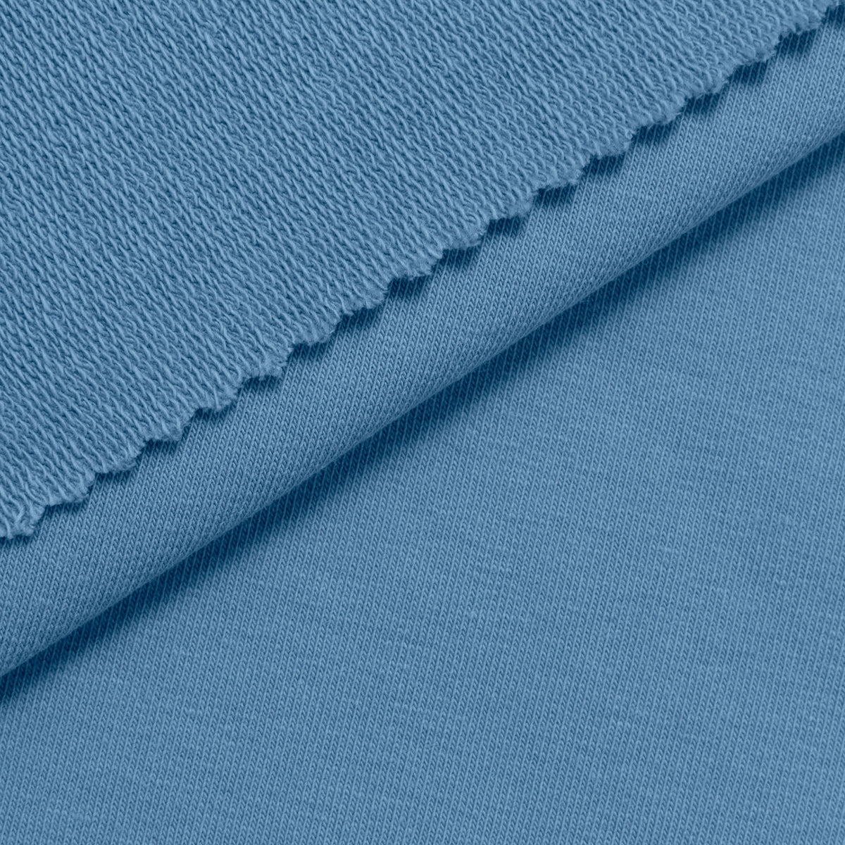 COTTON FRENCH TERRY FABRIC WITH ELASTANE - OCEAN BLUE - 280 GSM