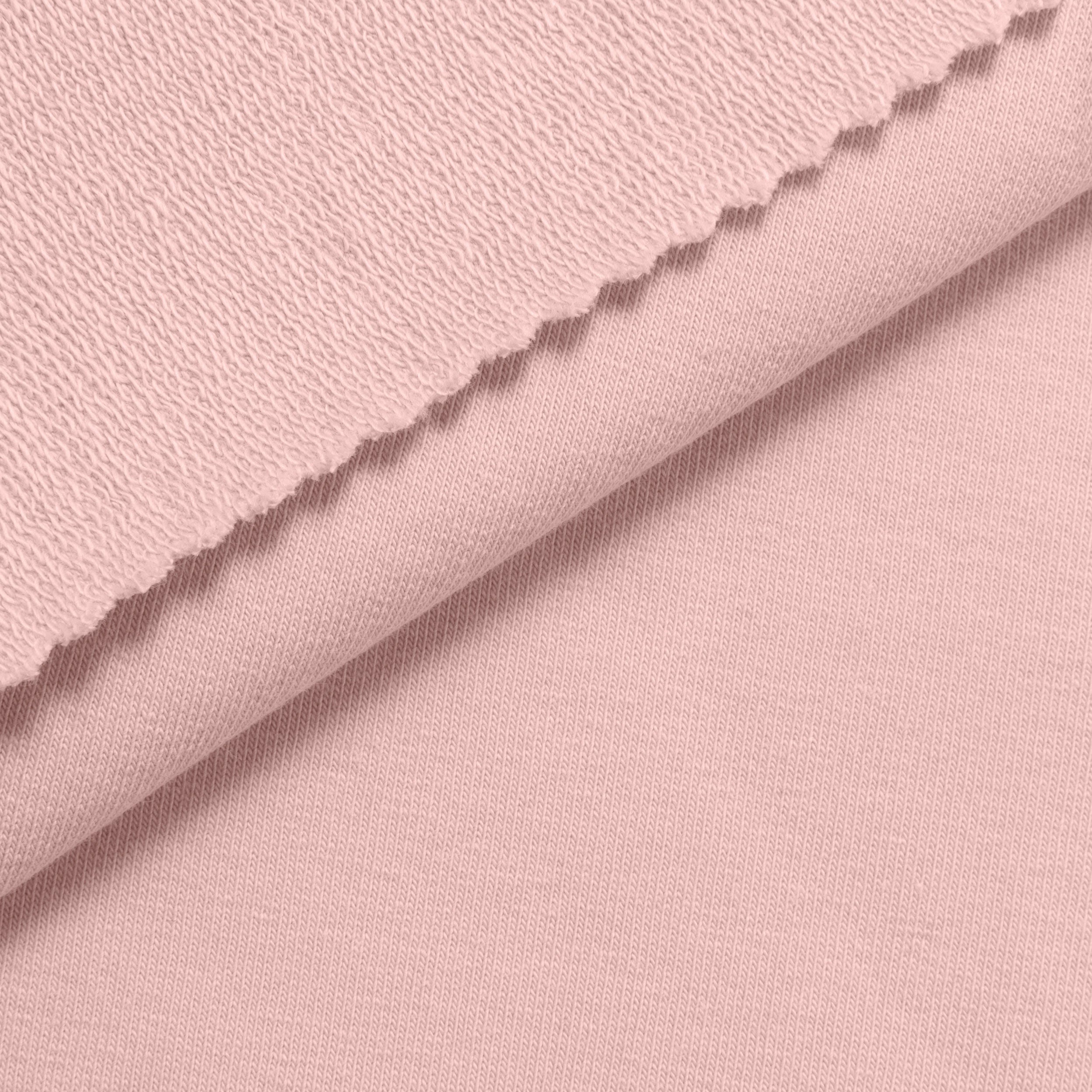 COTTON FRENCH TERRY FABRIC WITH ELASTANE - POWDER PINK - 280 GSM