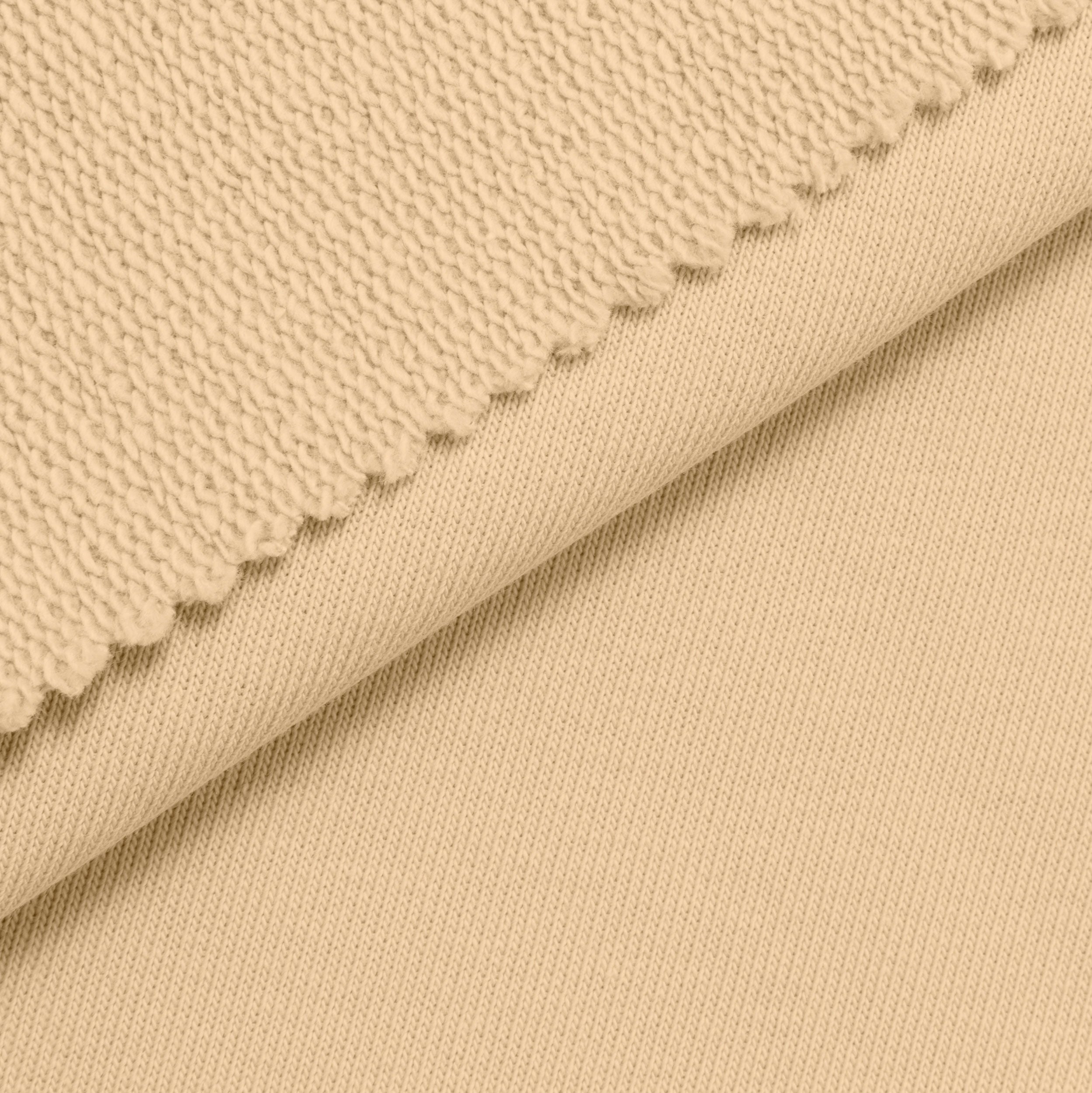 COTTON FRENCH TERRY FABRIC WITH ELASTANE - BEIGE - 320 GSM