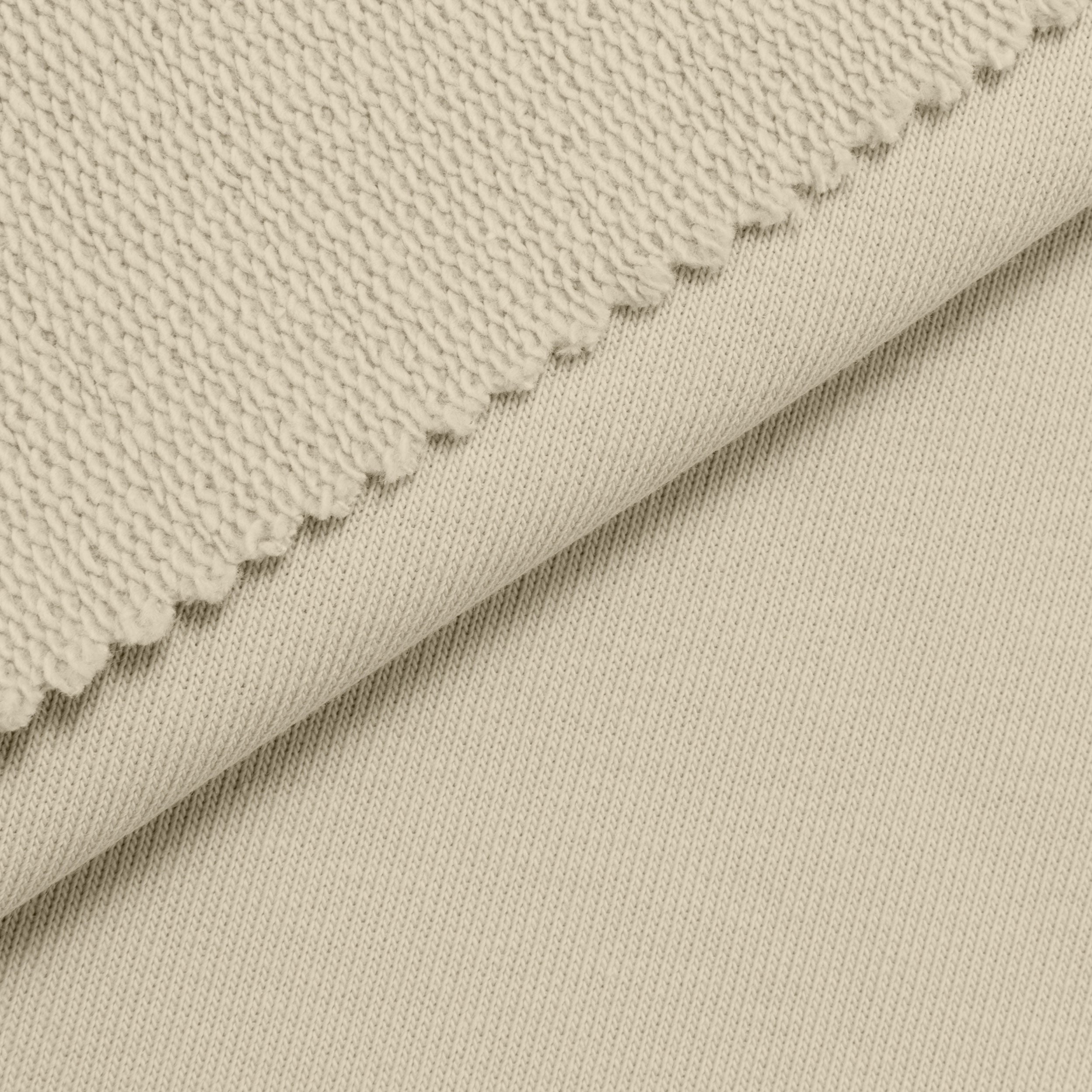 COTTON FRENCH TERRY FABRIC WITH ELASTANE - CREAM PEARL - 320 GSM
