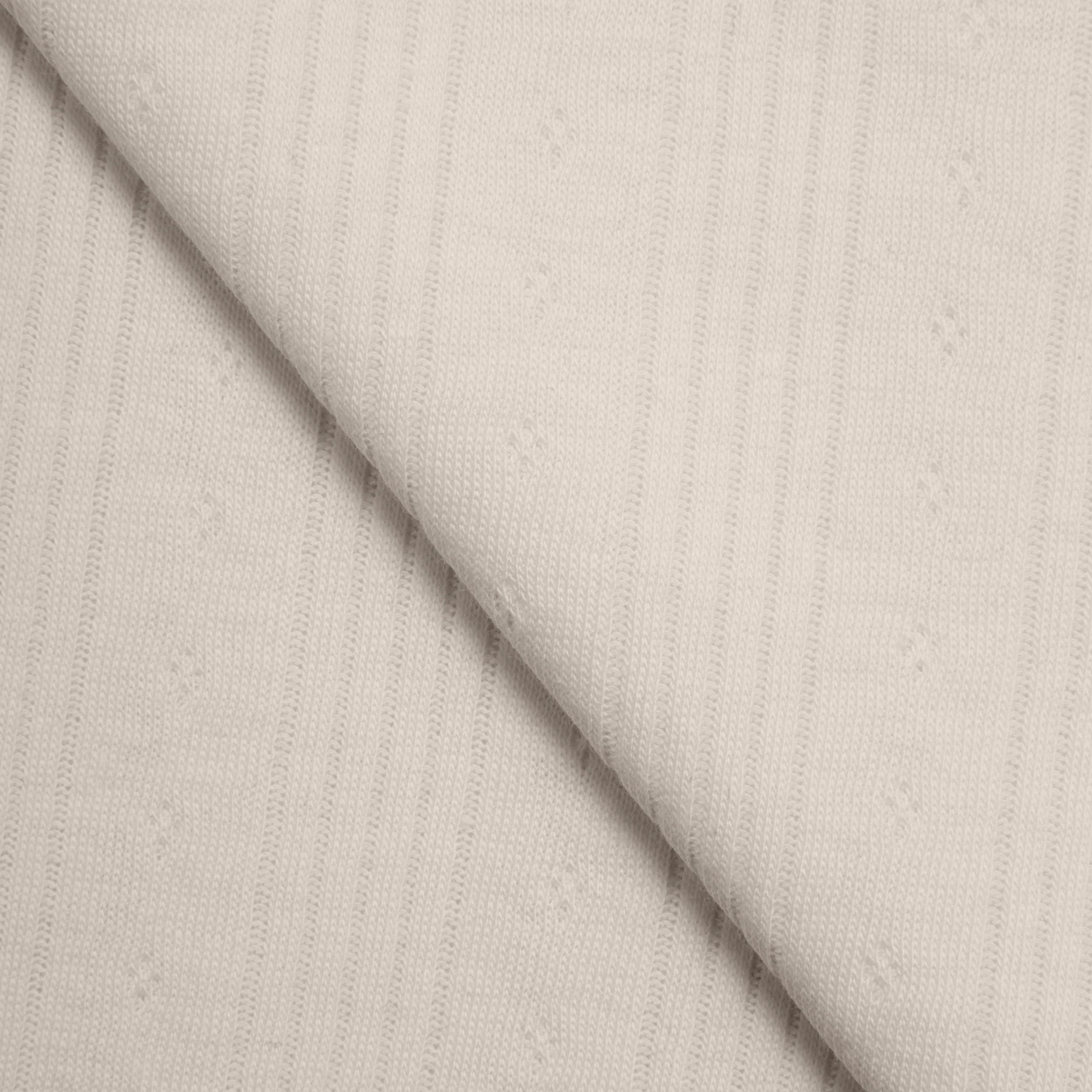 COTTON POINTELLE KNIT FABRIC - CABLE KNIT AND PAW PRINT BEIGE PATTERN - 150 GSM