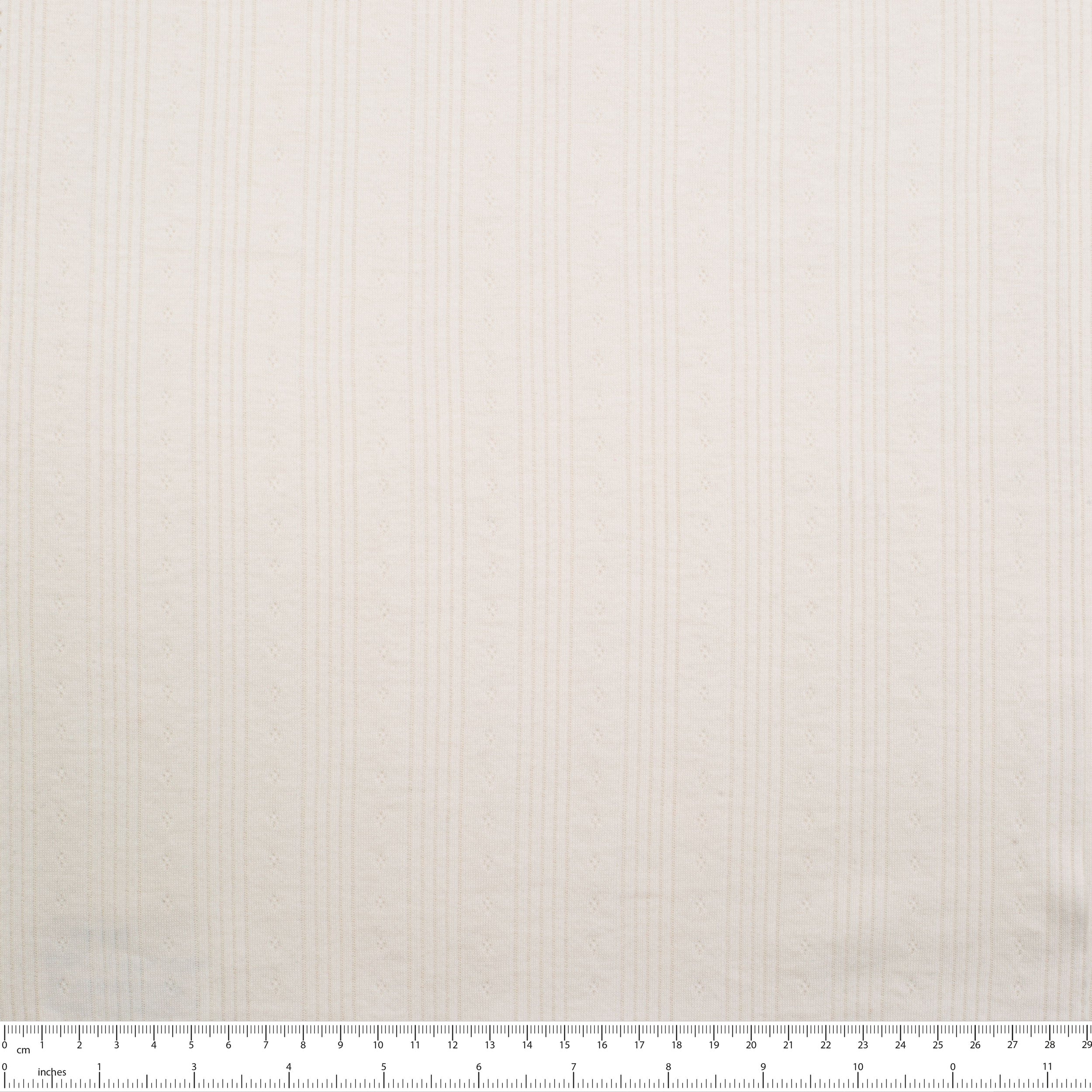 COTTON POINTELLE KNIT FABRIC - CABLE KNIT AND PAW PRINT ECRU PATTERN - 150 GSM