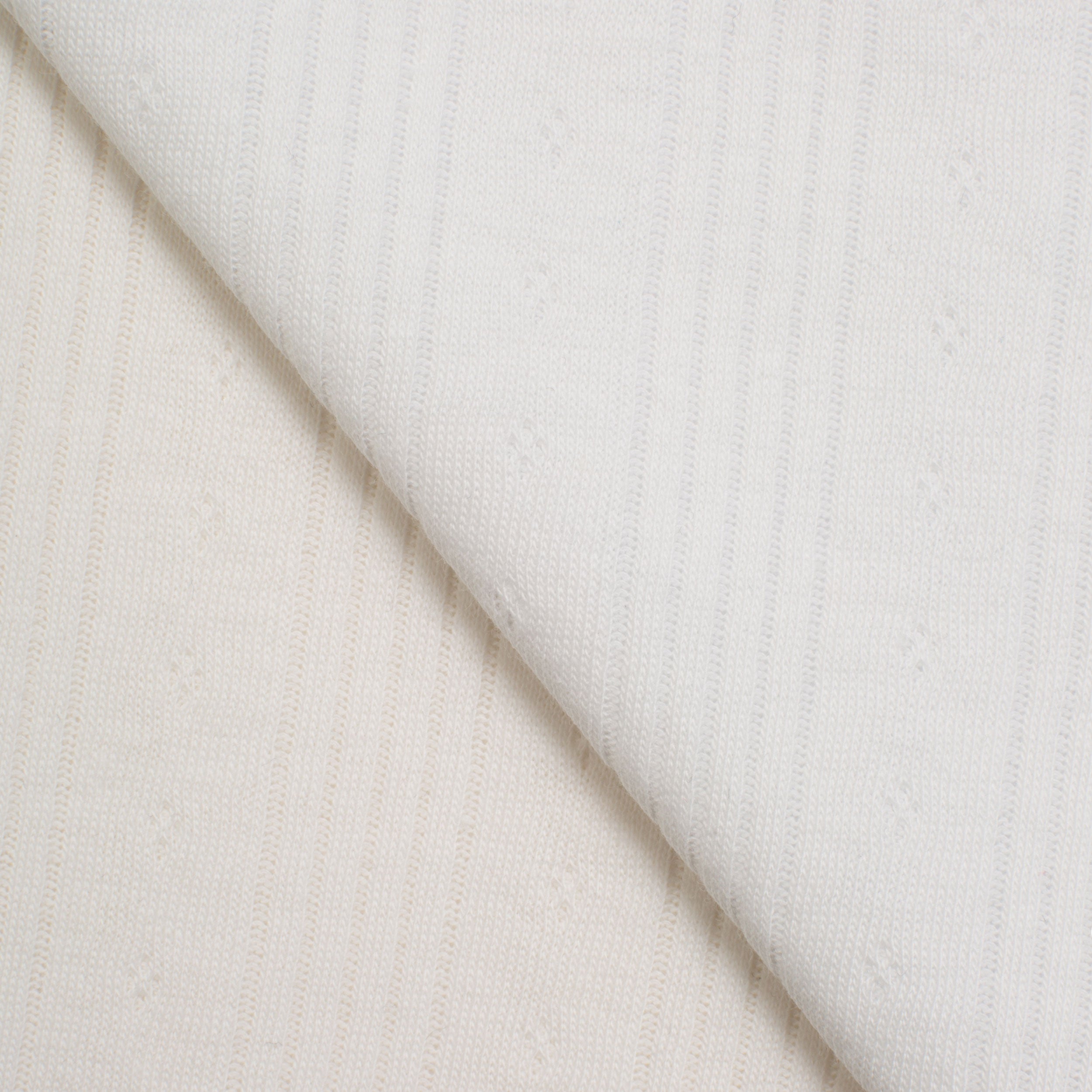 COTTON POINTELLE KNIT FABRIC - CABLE KNIT AND PAW PRINT ECRU PATTERN - 150 GSM