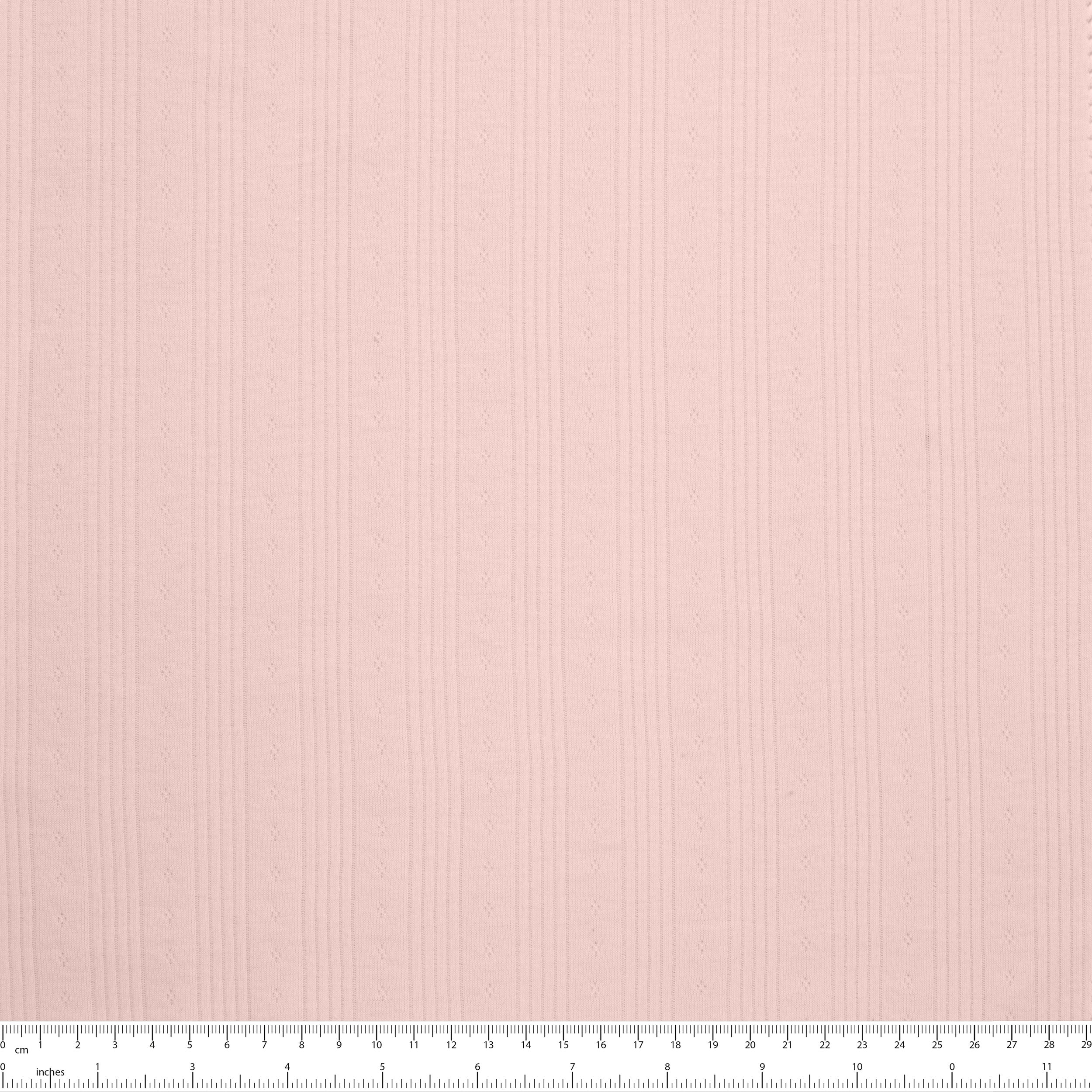 COTTON POINTELLE KNIT FABRIC - CABLE KNIT AND PAW PRINT LIGHT PINK PATTERN - 150 GSM
